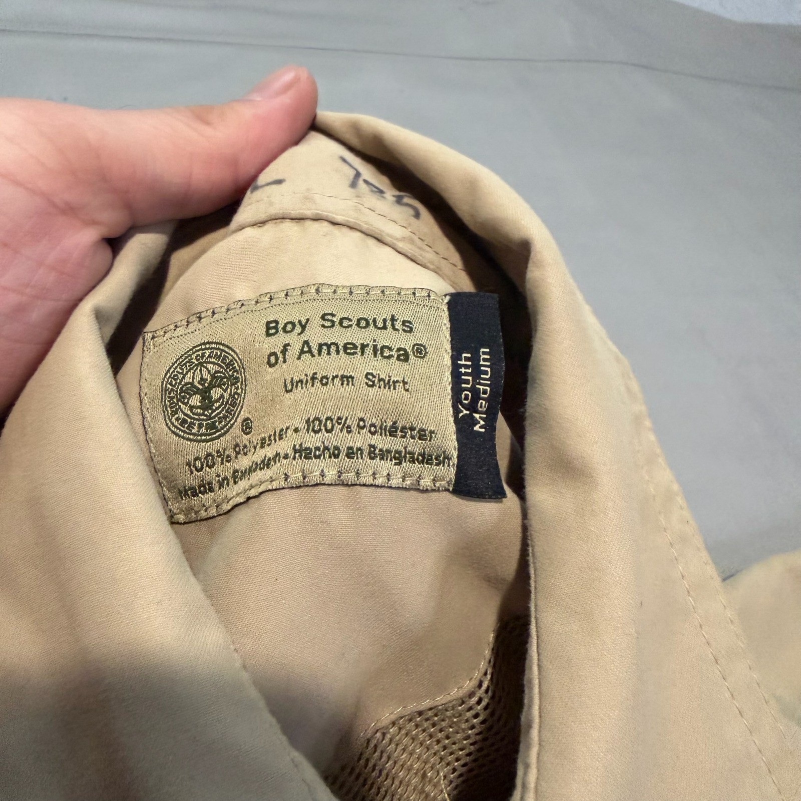 Boy Scouts of America Youth Kid MED Khaki Short Sleeve Uniform Shirt Tan BSA6192