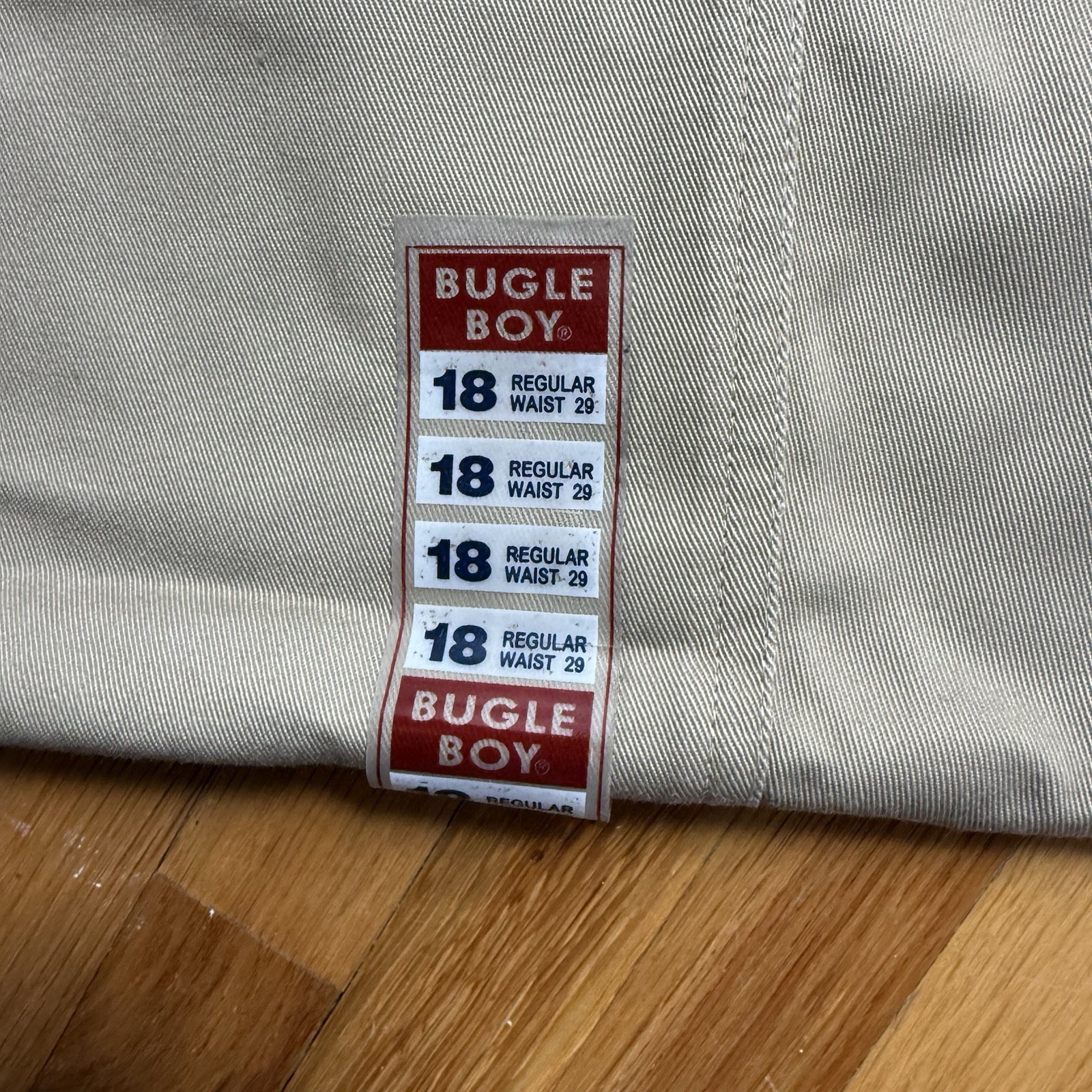 Bugle Boy Khaki Pleated Front Chino Pants Prep School Uniform w Belt Size 18 NWT