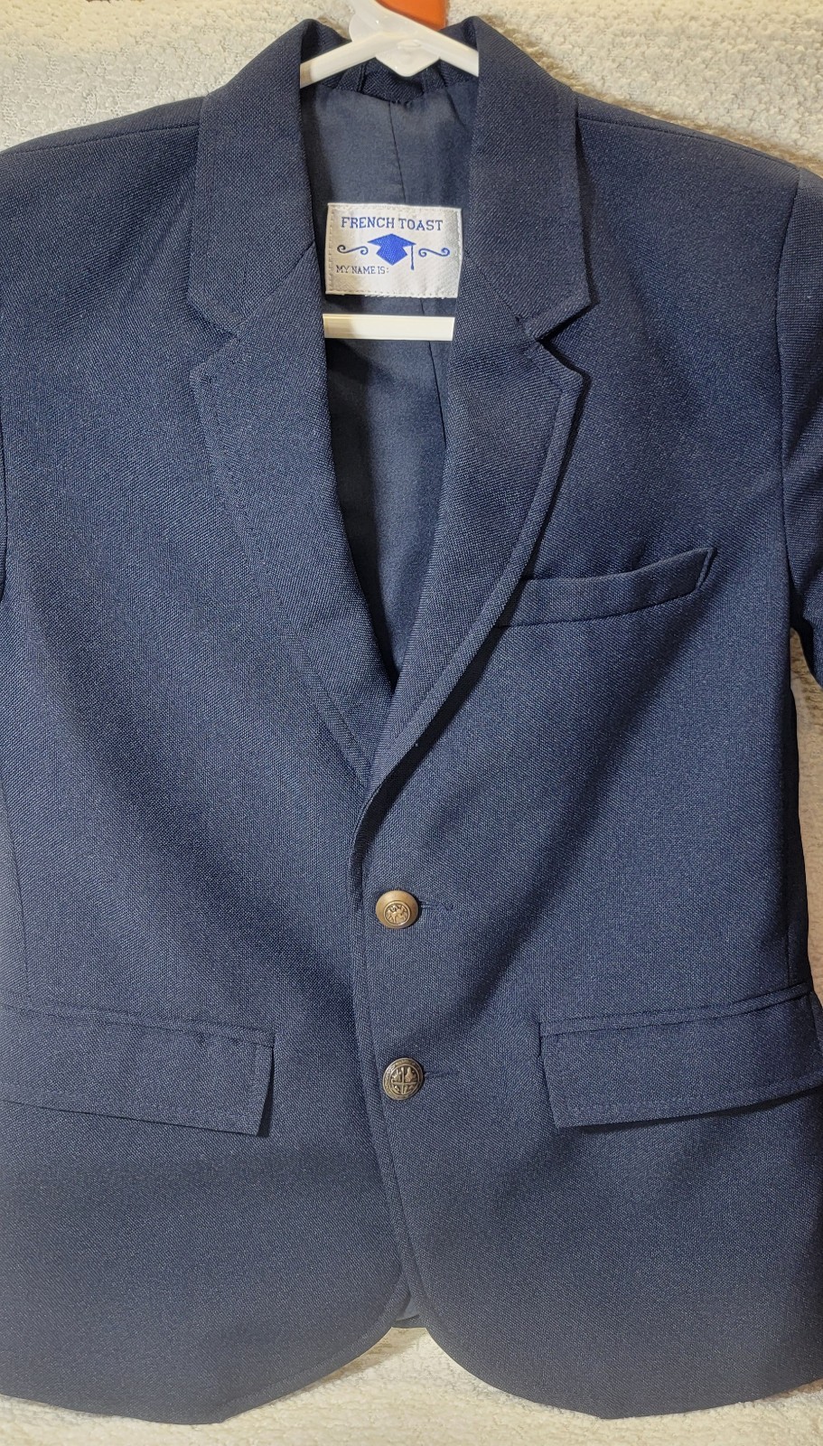 French Toast Boys Navy Blue Blazer Uniform Lined Size 6X/7 *Very Nice Condition*
