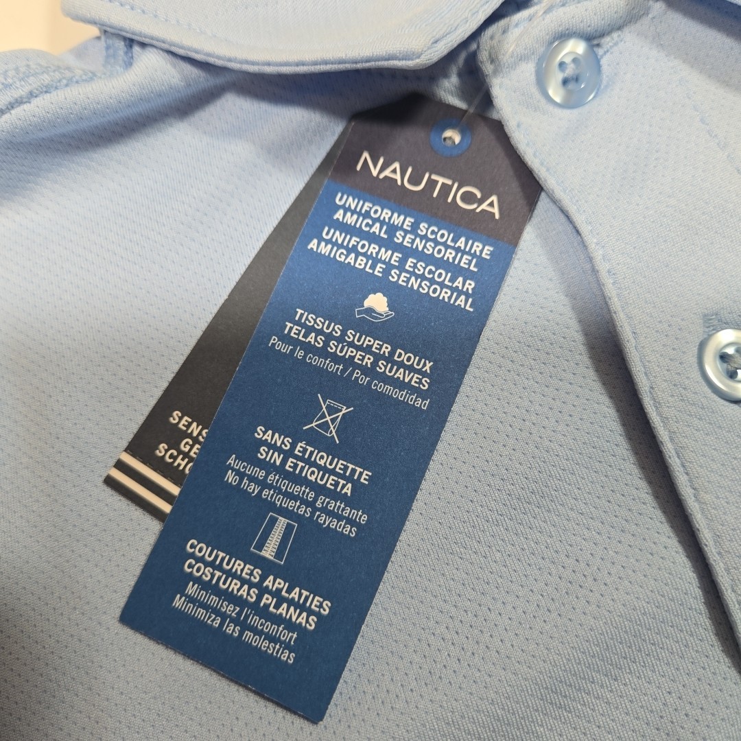 Nautica Boys Sensory-Friendly School Uniform Polo Shirt Light Blue Size M (5) NW