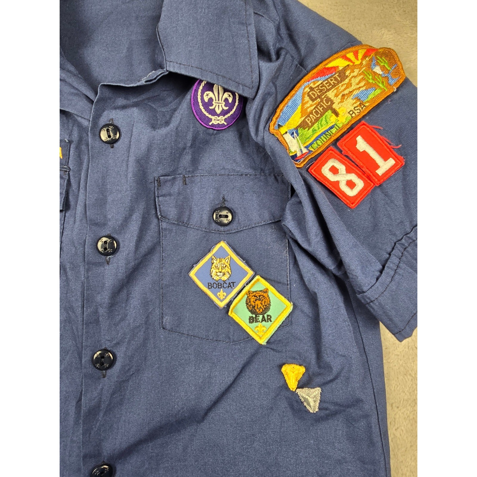 Boy Scouts of America Shirt Kids Youth M 10-12 Blue Patches USA Made Gorpcore
