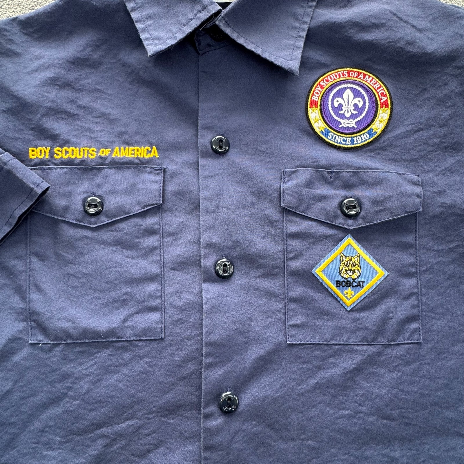 Boy Scouts Of America Shirt Youth M Blue Uniform Cotton Polyester Patches