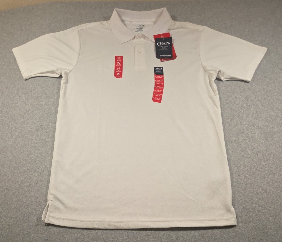 Chaps Boys’ Performance Short Sleeve Shirt XL (18/20) White – Lot of 2