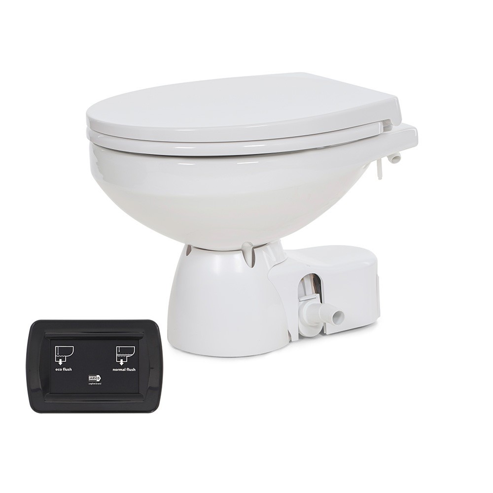 Jabsco Quiet Flush E2 Fresh Water Toilet Regular Bowl – 24V Soft Close Lid [380
