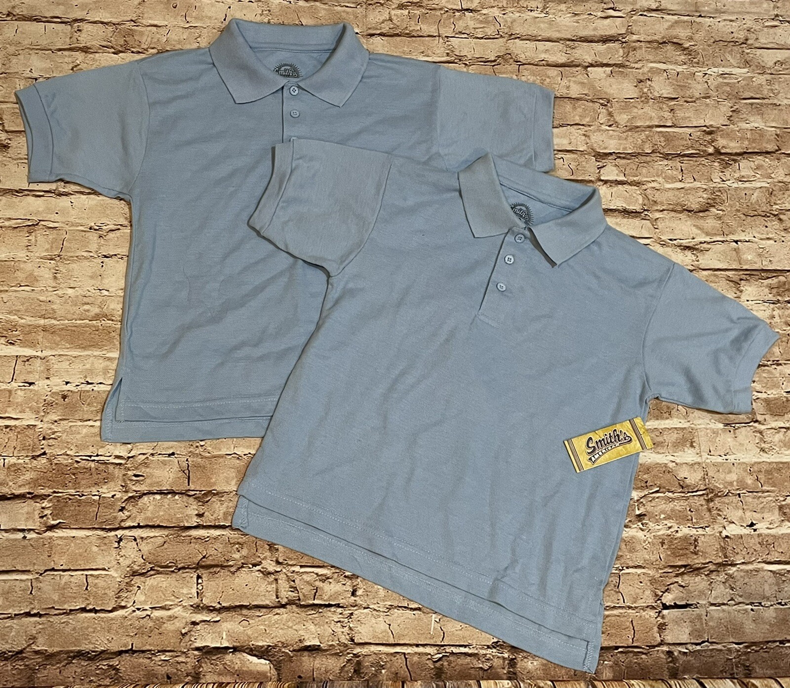 NWT $48 Lot of 2 Smith’s American Light Blue Polo Shirts School Uniform Boys 10