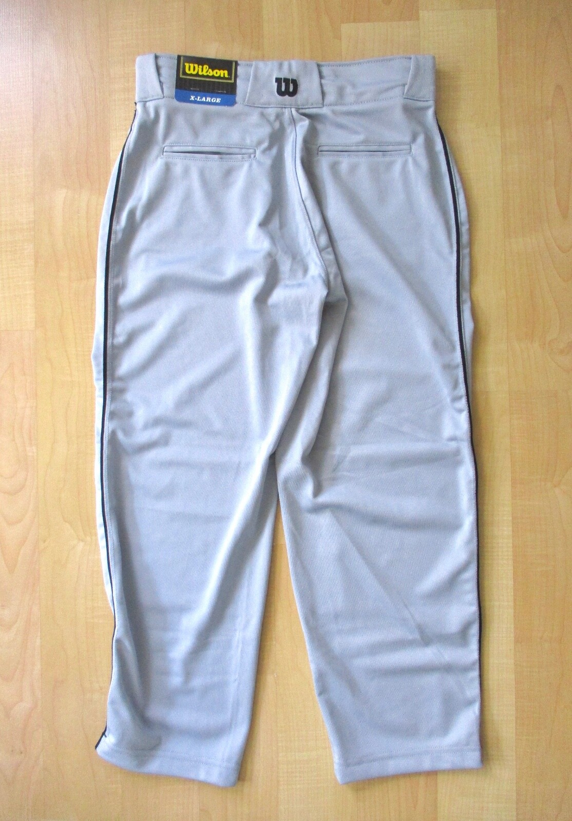 NWT Wilson Gray Polyester Knit Baseball Uniform Pants Black Stripe Youth YXL