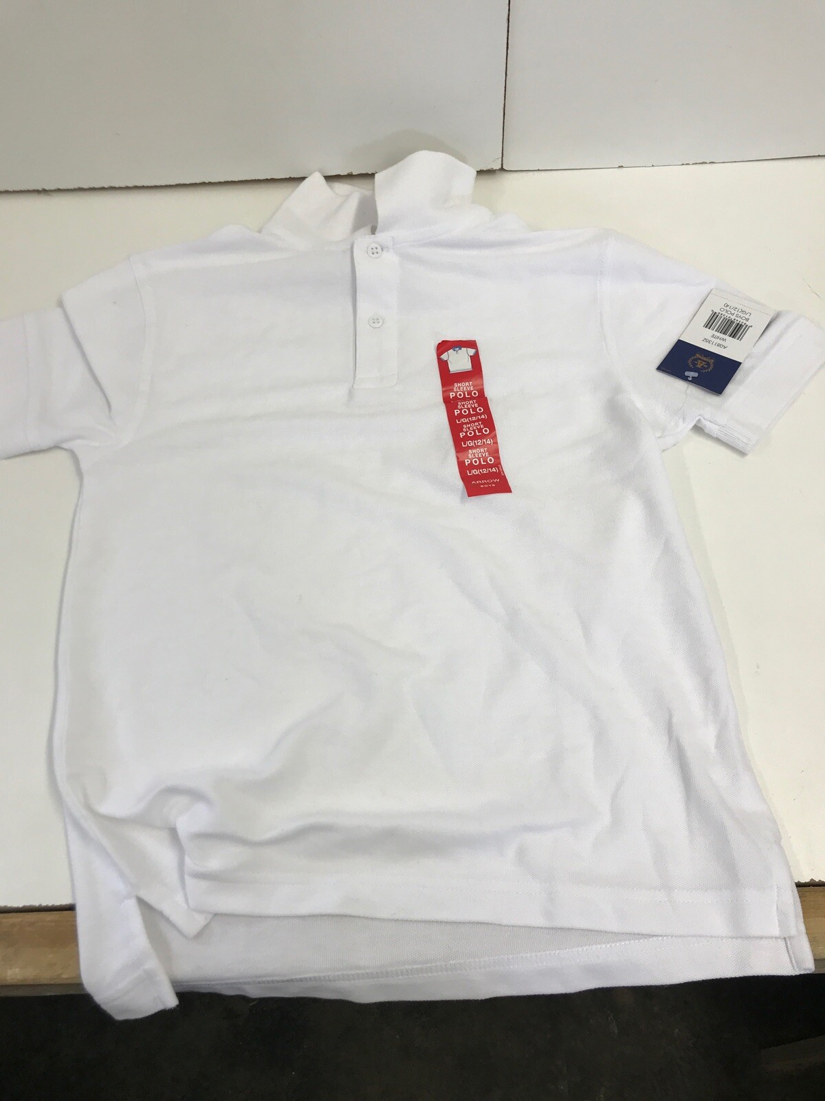 Arrow Boys Size Large 12-14 “Approved Schoolwear” Short Sleeve Polo, White