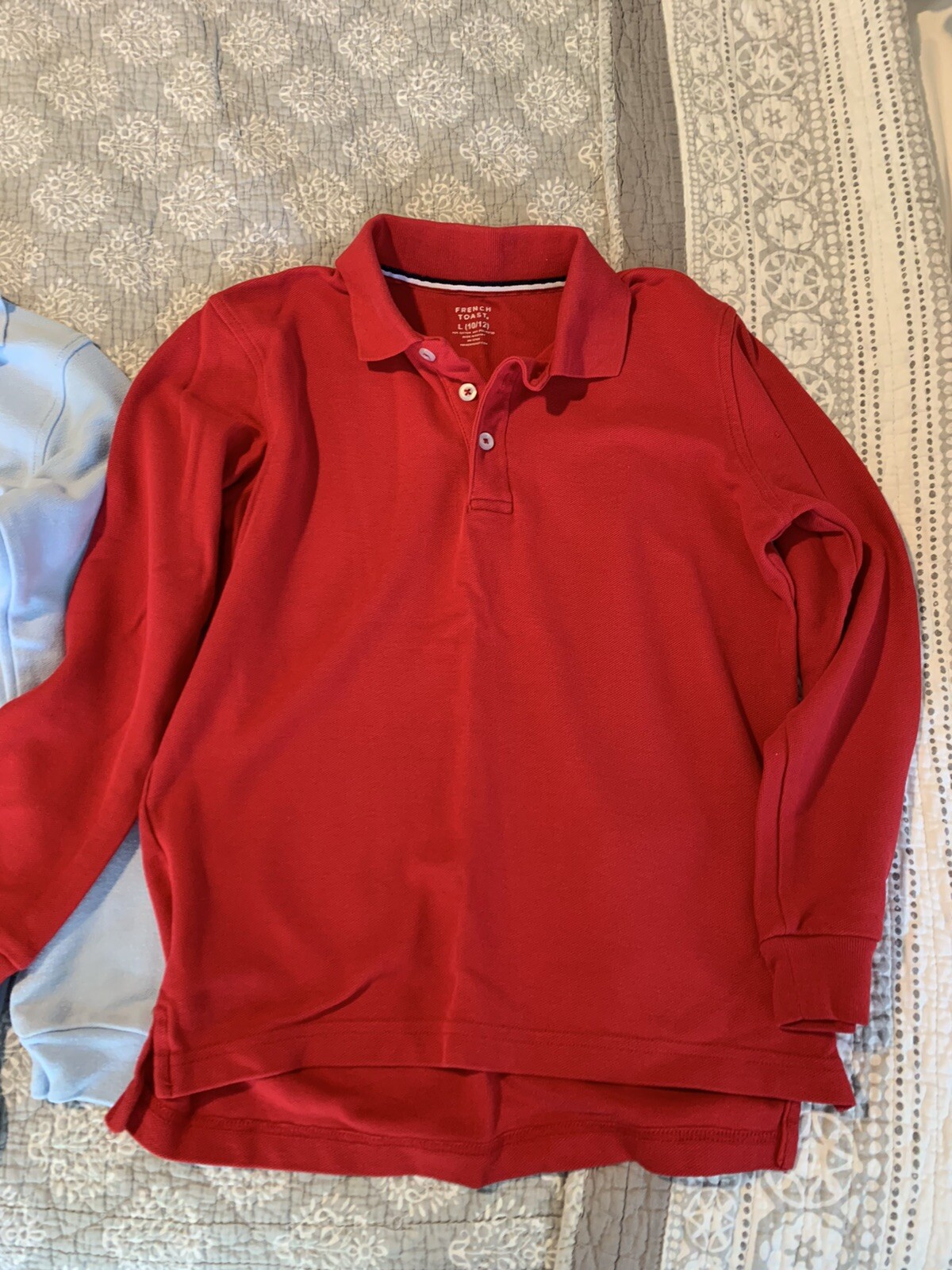 French Toast Boys Size 10/12 School Uniform Polo Shirts Long Sleeve, 3 Shirts