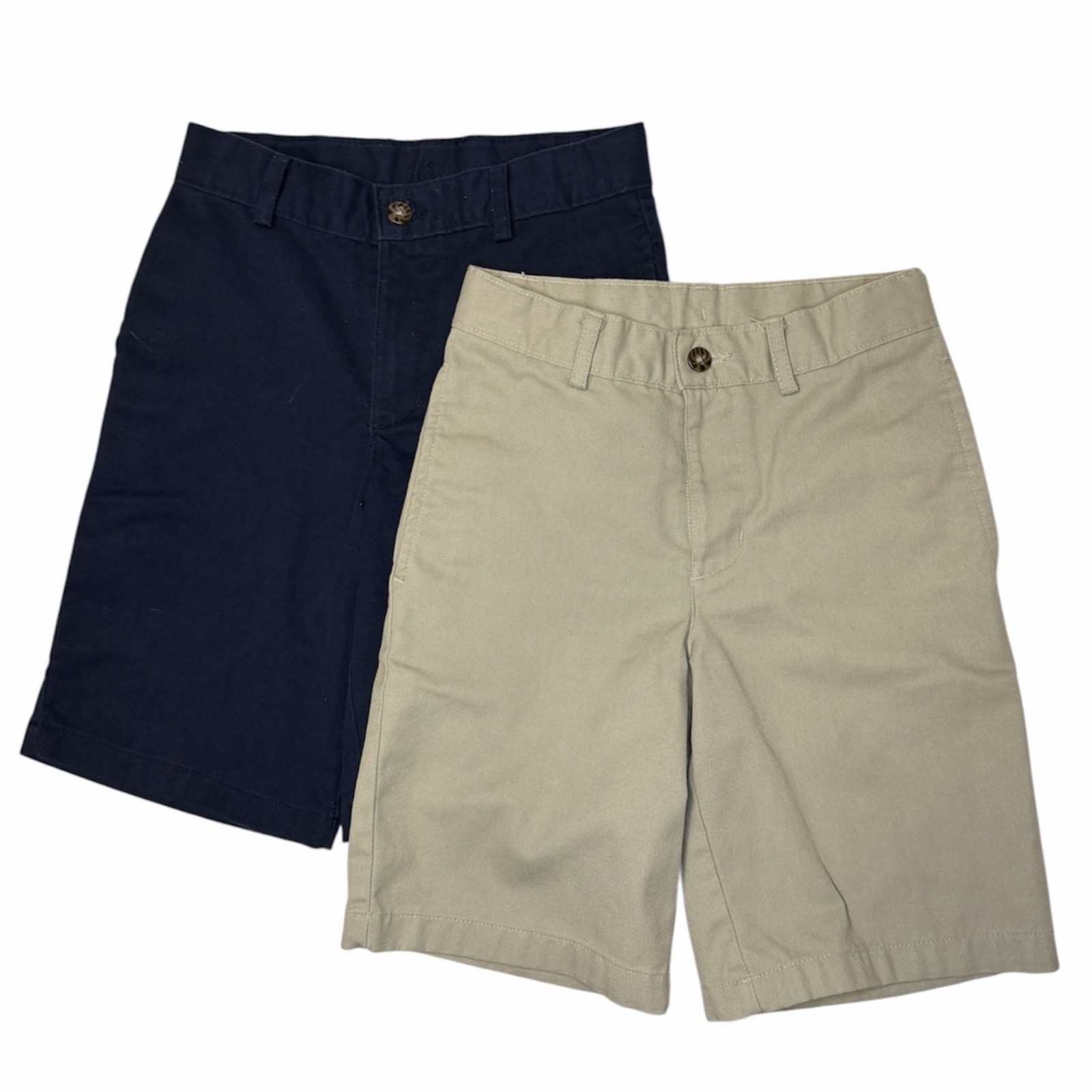 Dockers Boys School Uniform Shorts Lot 2 Size 8 Regular Khaki Navy Flat Front