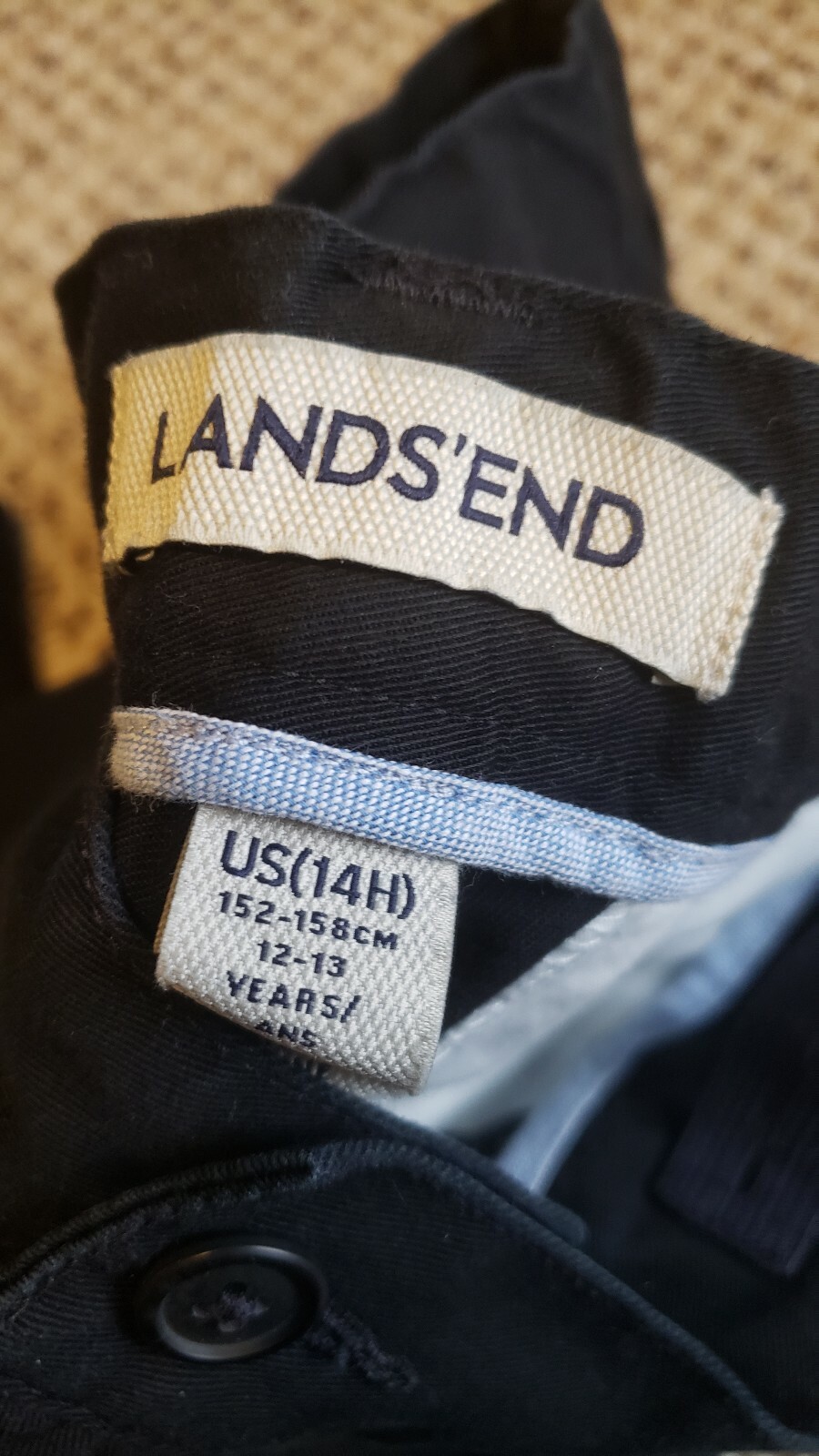 Lands’ End School Uniform Boys adjustable Elastic Waist Black 14H 14 husky nwot