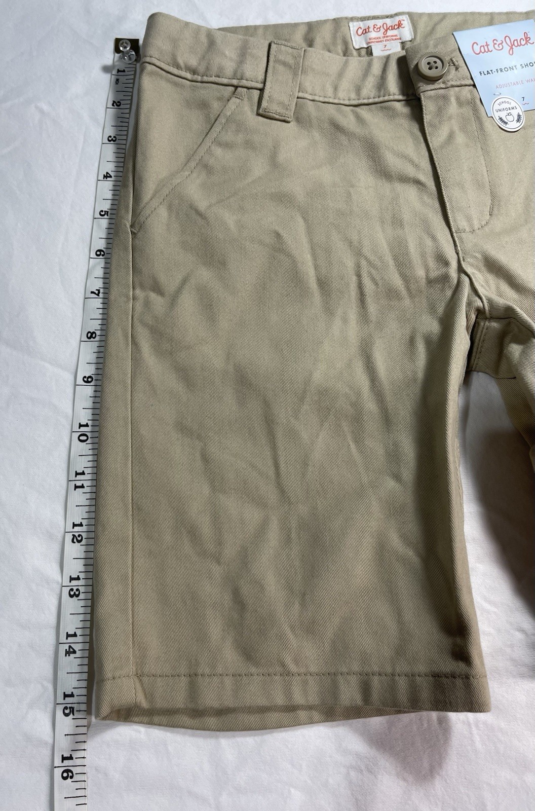 Cat & Jack Flat Front Beige School Uniform Shorts Sz. 7