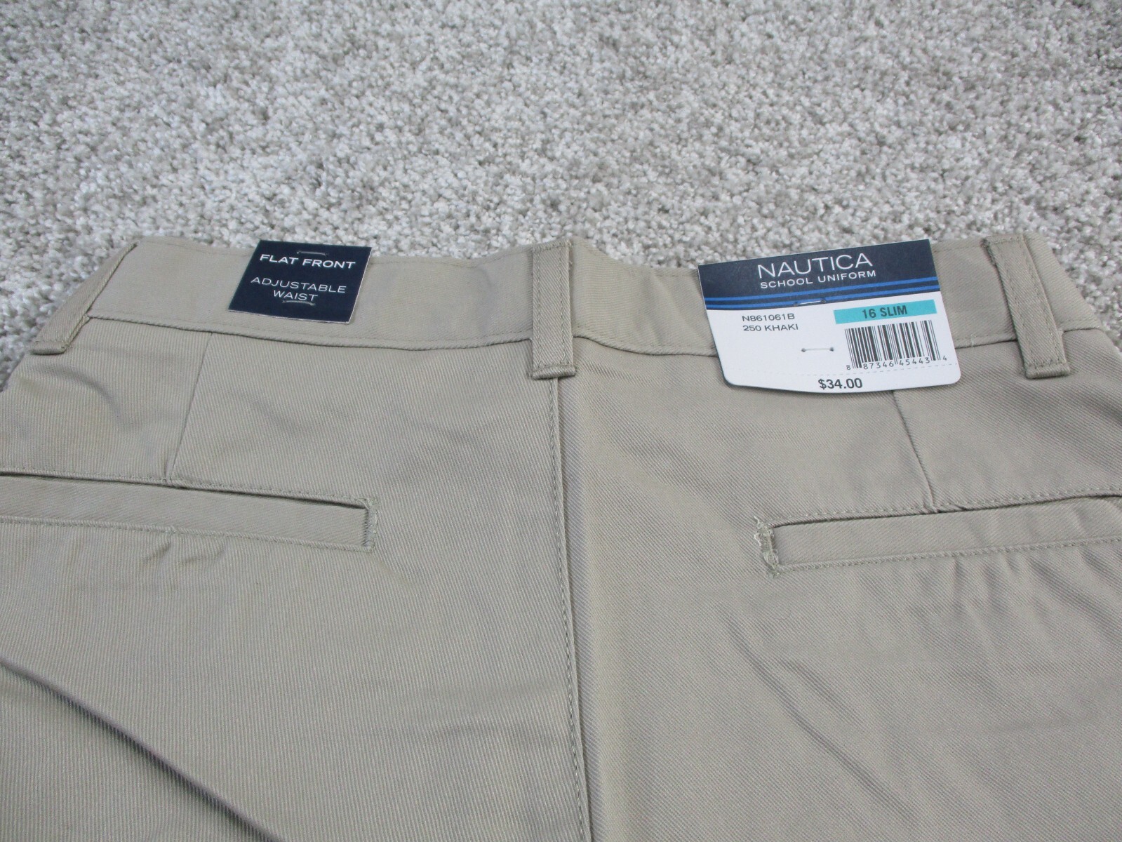 Nautica Shorts Unisex 16 Khaki Adjustable Waist with Stretch School Uniform NWT