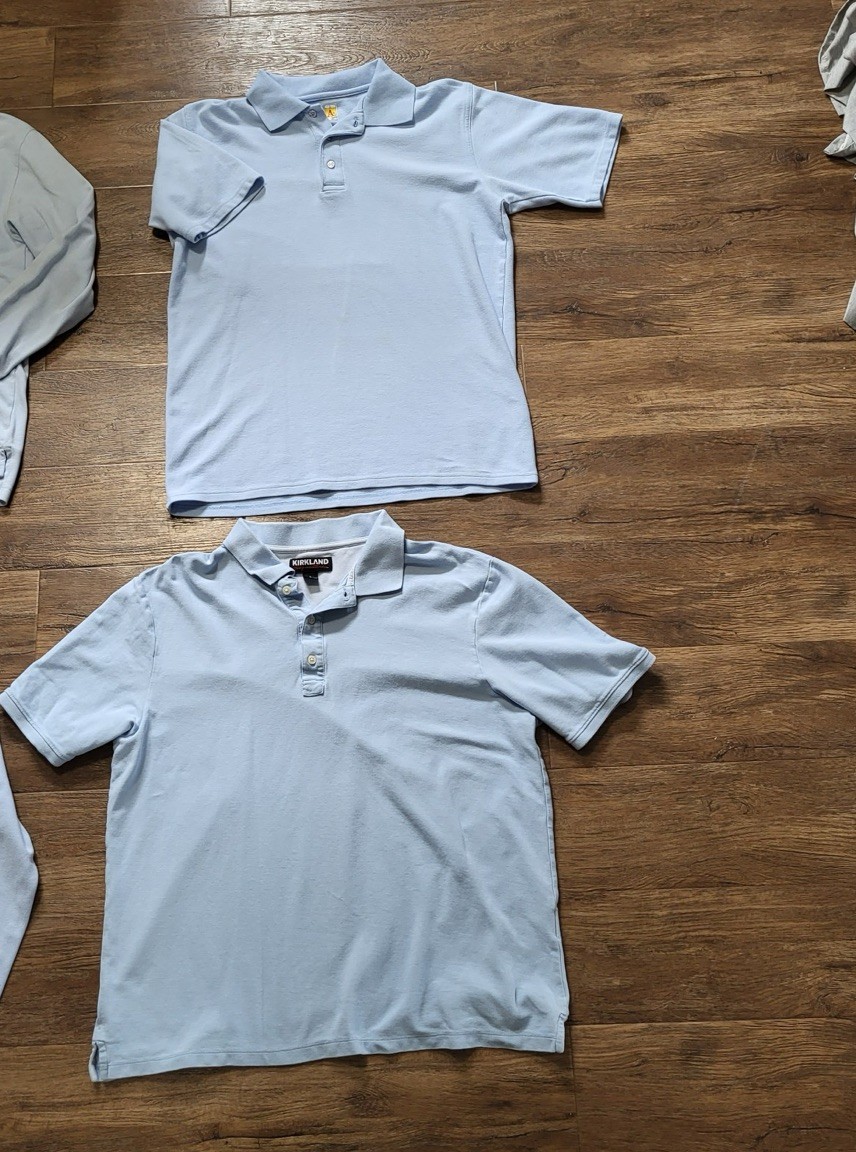 Pair of School School Uniform Baby Blue Short Sleeve Polo Shirts Size Large