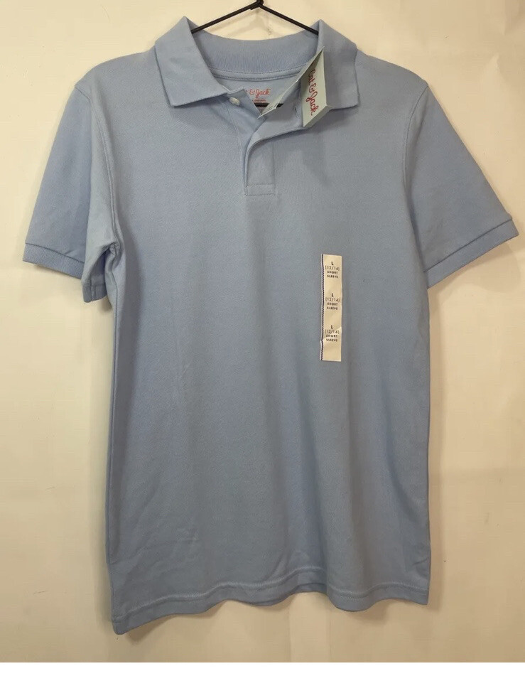 Cat & Jack Boys Size L (12 -14) Light Blue Short Sleeve School Uniform Top
