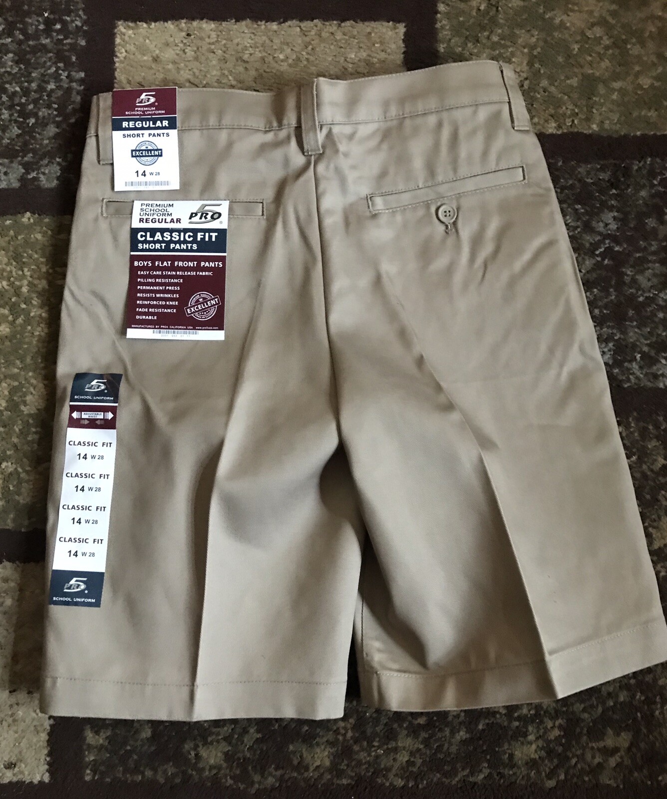 Pro 5 School Uniform Boys Shorts Size 14 Navy And Khaki