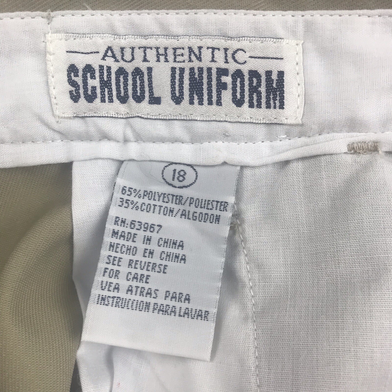 Authentic School Uniform Shorts Boys 18 Beige Elastic Waist Pleated Front NWT