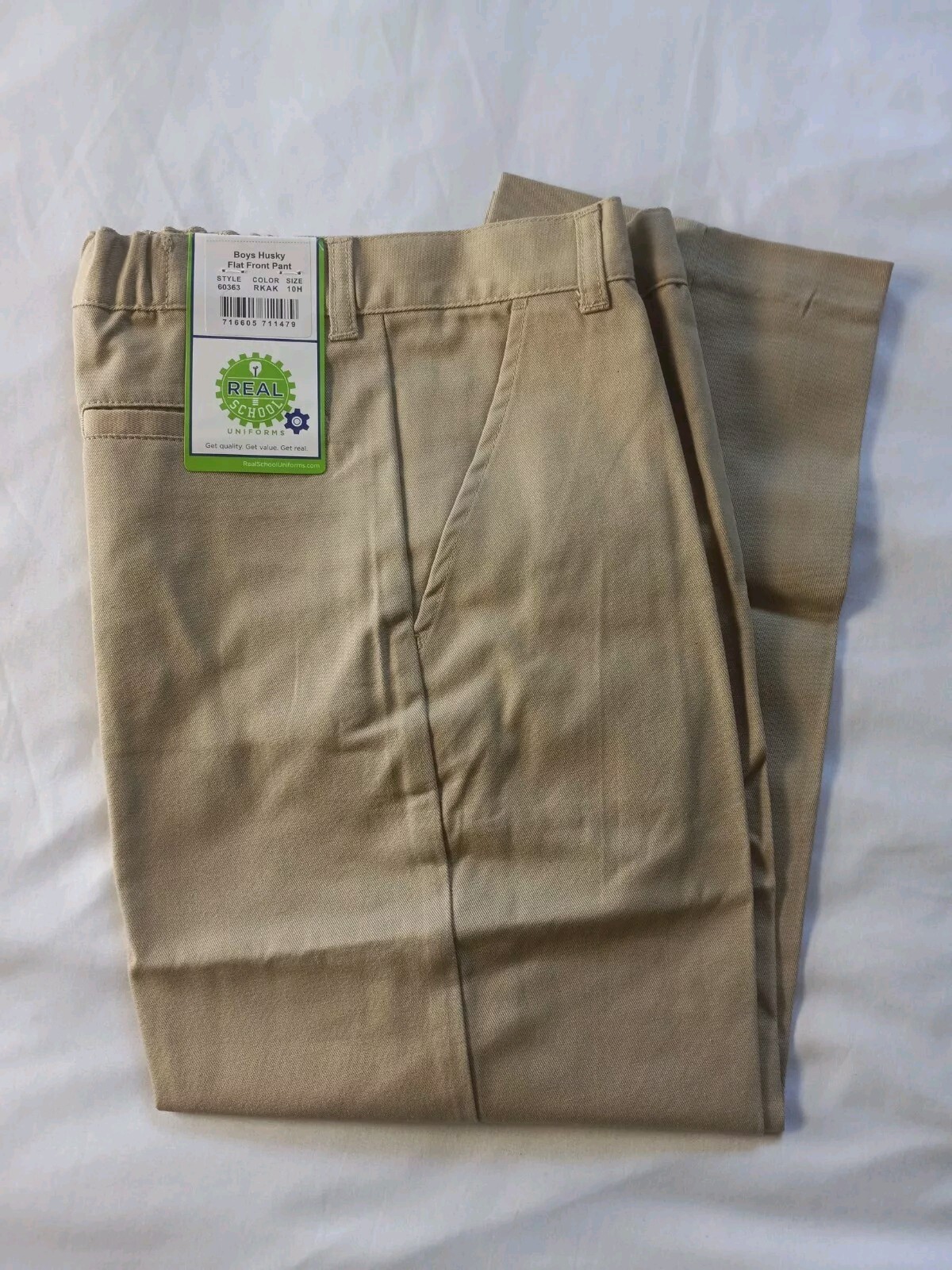 Real School Boys Husky Flat Front Pants School Uniform Approved Size 10H NWT