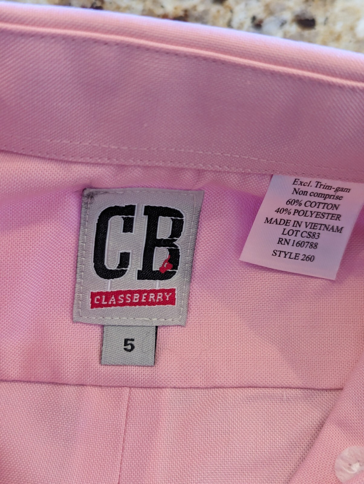 Classberry Kids Uniform long sleeve button up shirt Pink size 5