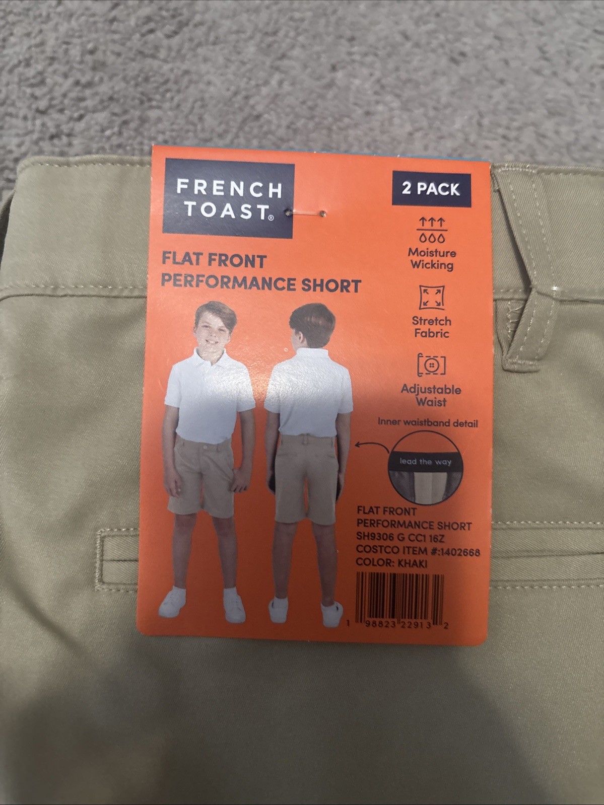 French Toast Youth Boy’s 2-Pack Performance Uniform Shorts, Khaki, Size 16