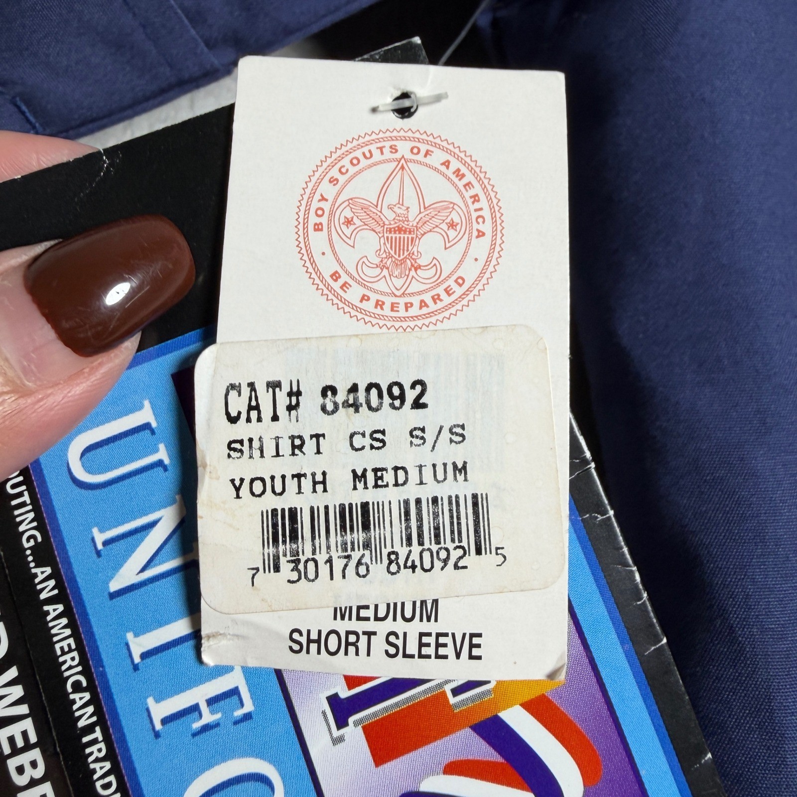 Boy Scouts of America Cub Scout Uniform Shirt Youth Medium Blue NWT USA Flag