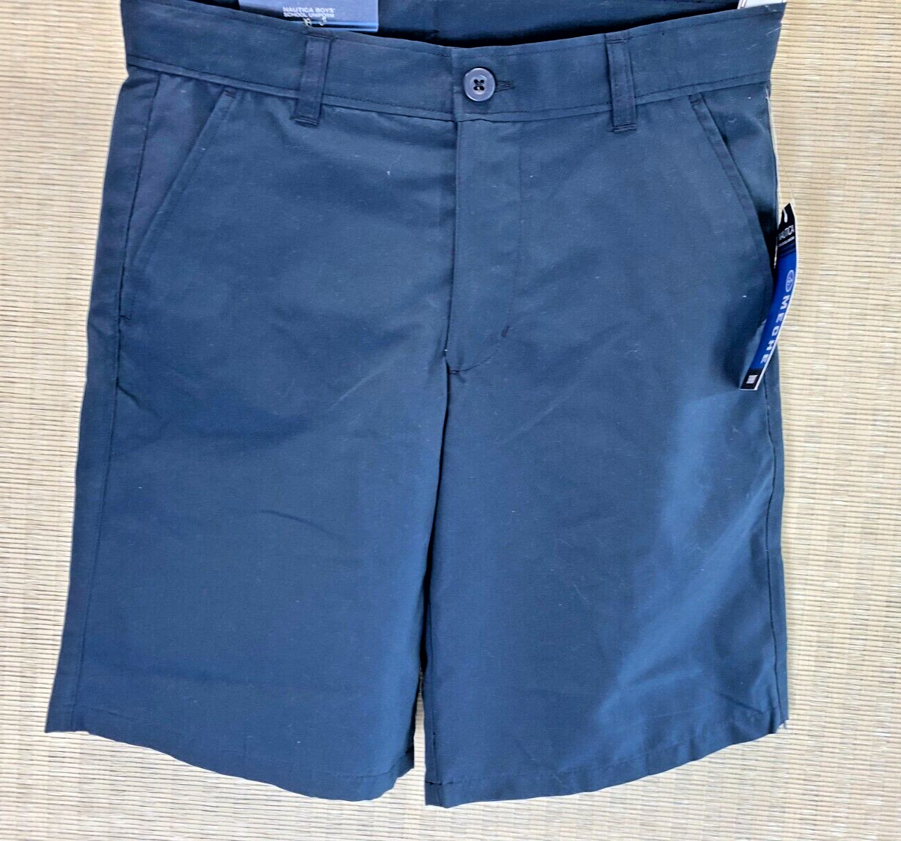 Nautica Boys’ School Uniform Flat Front Shorts, Sz 12 Navy Blue NWT