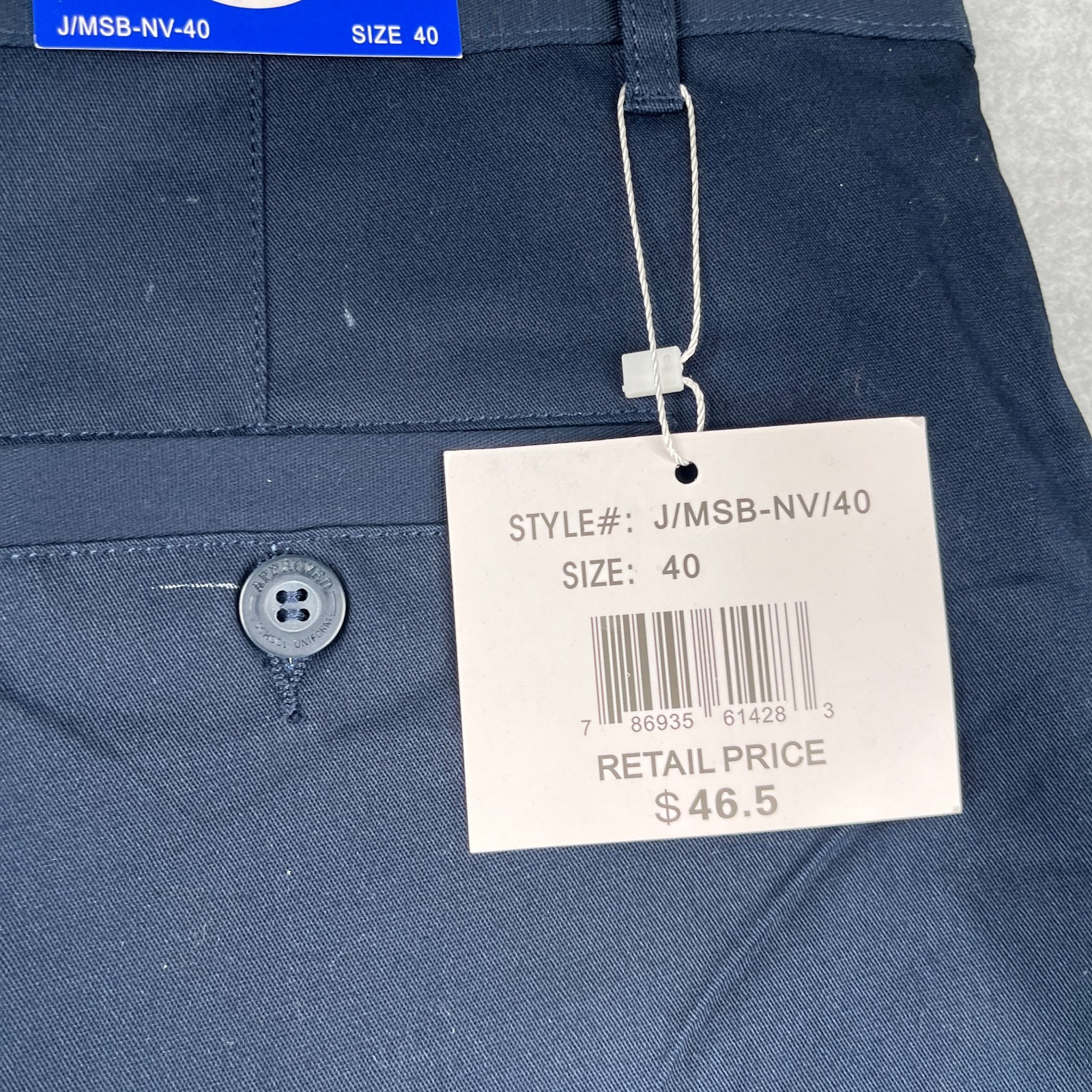 School Uniform Shorts Size 40 Navy Blue Slash Pocket Chino New NWT