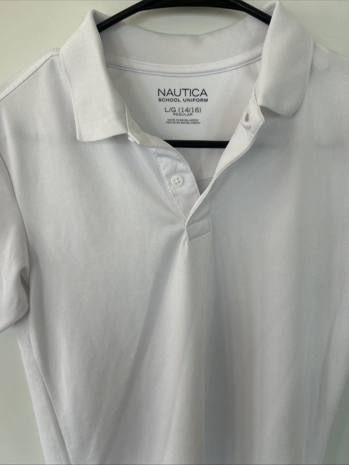 Nautica School Uniform White Short Sleeve Polo Shirt Youth Boys Size L G 14 16