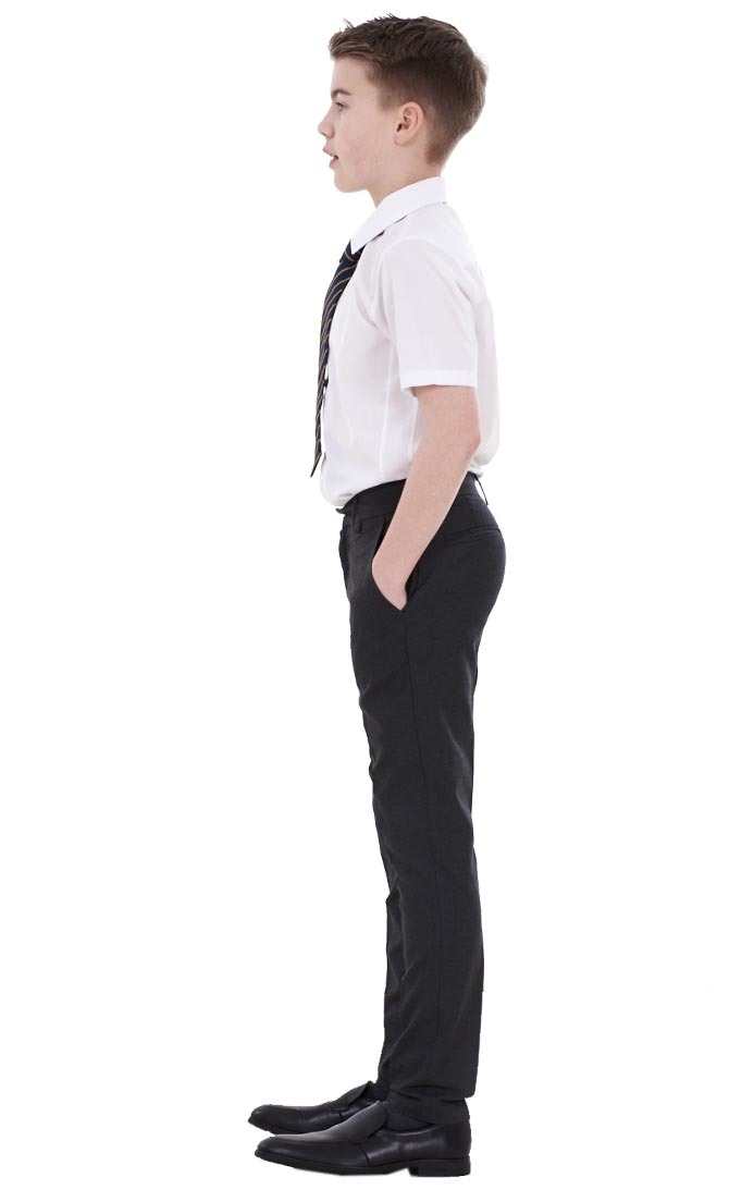 Boys ex BHS Slim Fit Skinny Grey Adjustable Waist Black School Trousers