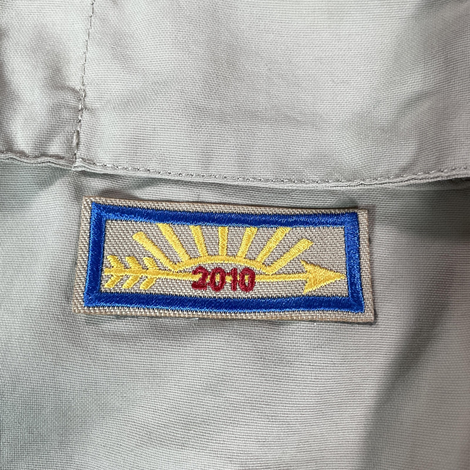 Boy Scouts Of America Shirt Youth Medium Beige Uniform Patches 100 Years 2010