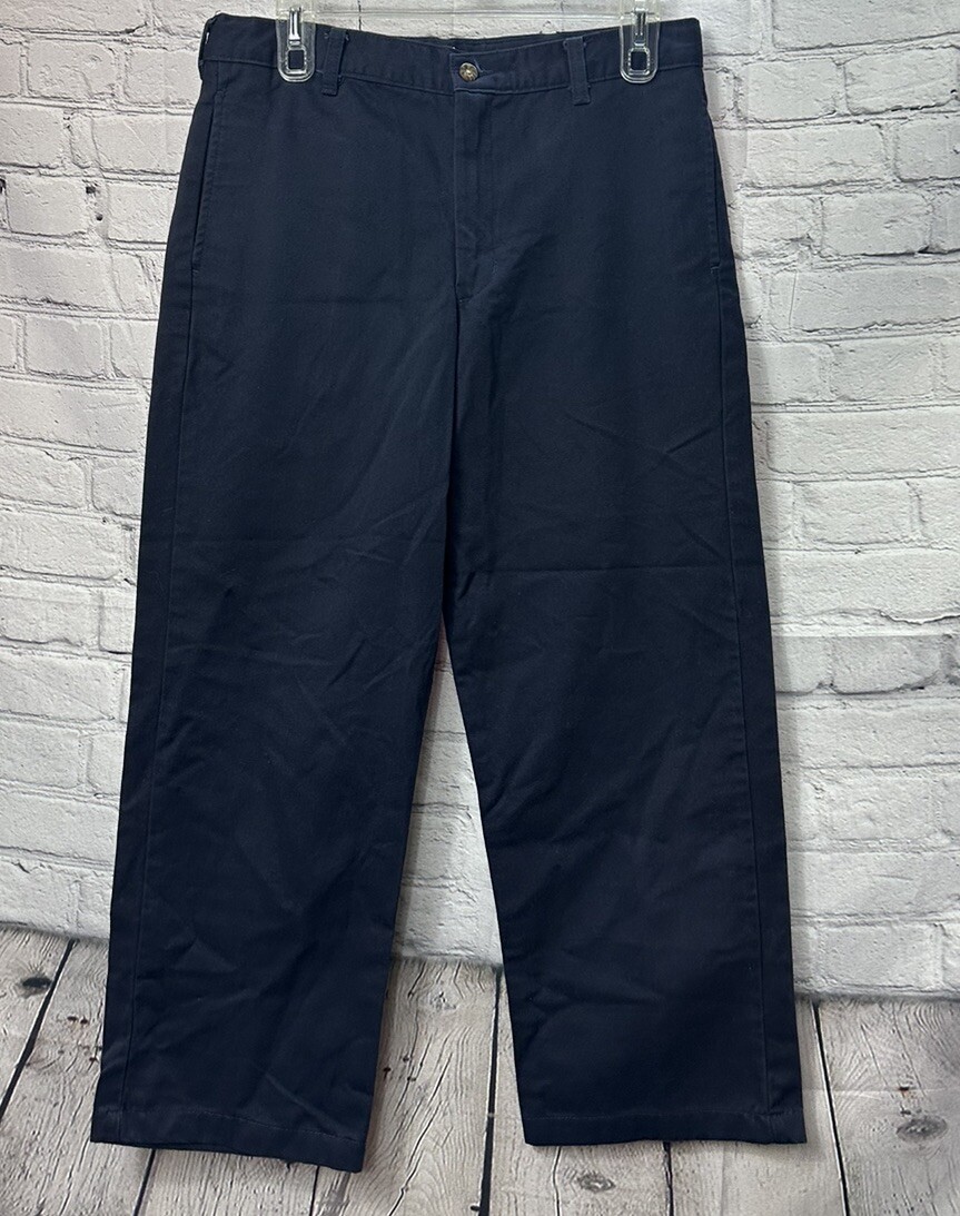 George Pants Husky Boys School Uniform Flat Front Navy Blue Size 12H