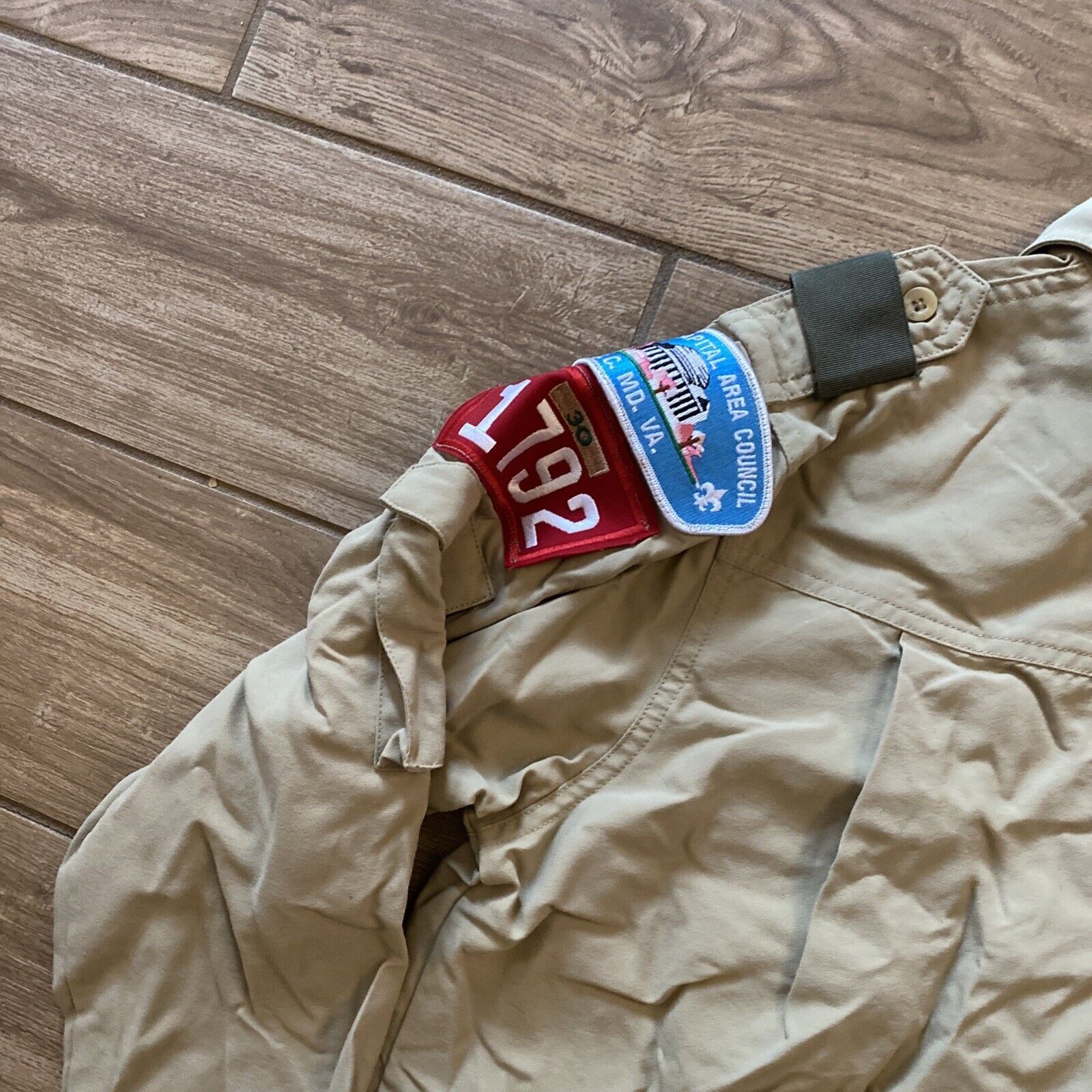 BOY SCOUTS Of America Long Sleeve Uniform Shirt BSA Scout Youth Large & Patches