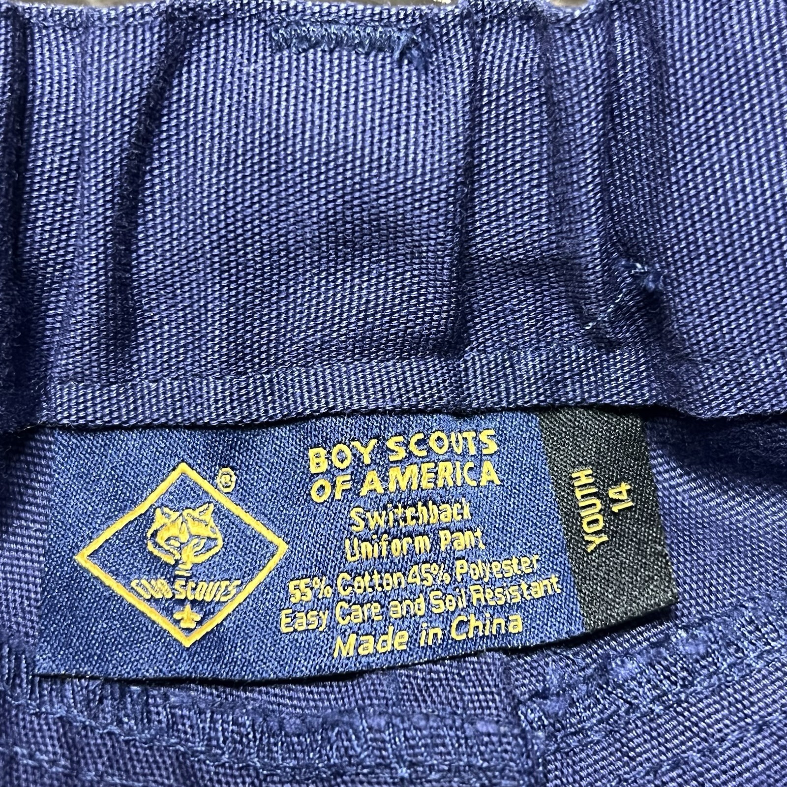Boy Cub Scouts BSA Switchback Convertible Cargo Pants Size 14 Blue Uniform Zip