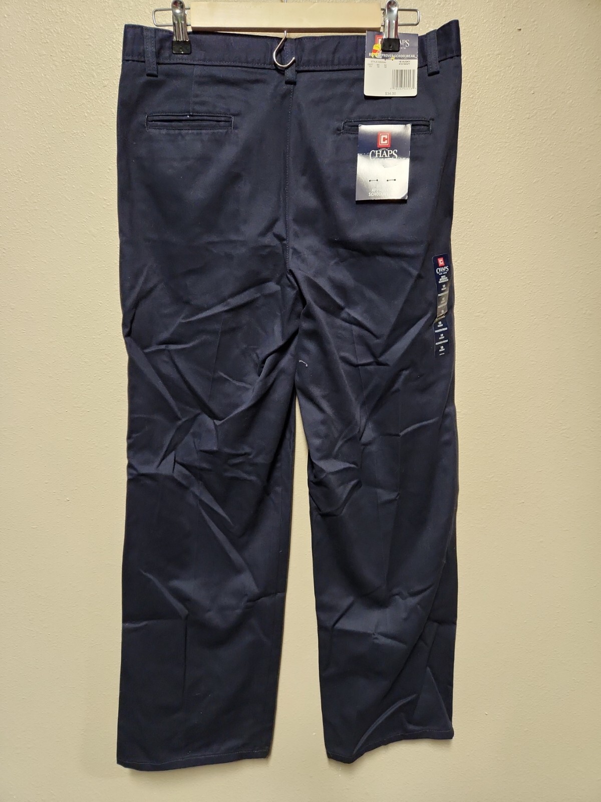 Chaps Boys’ Approved Schoolwear Navy Blue Pants Size 18 Husky