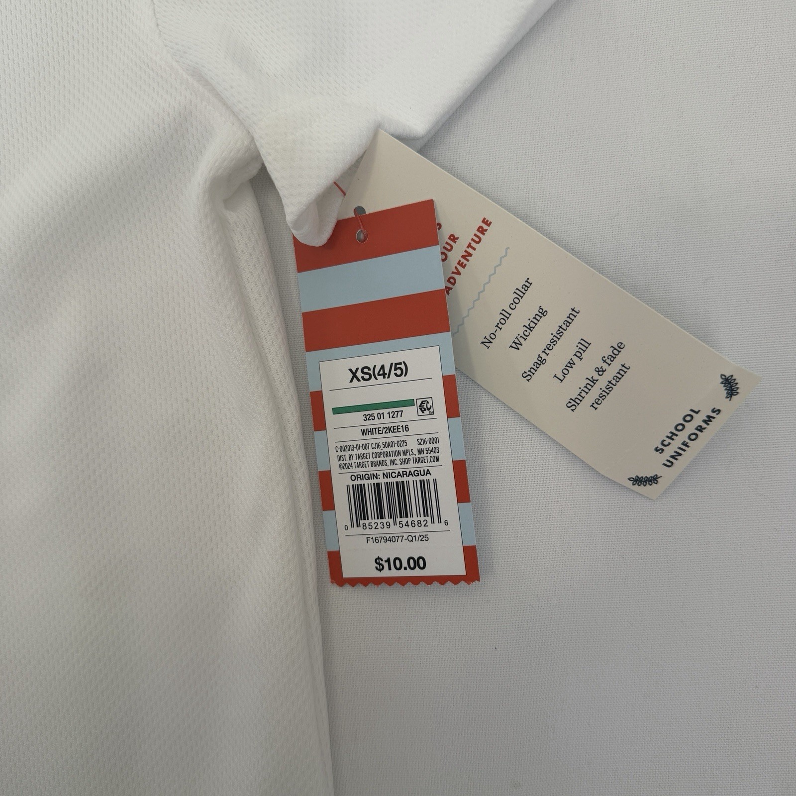 Cat & Jack Boys White Polo Shirt XS 4/5 School Uniform Short Sleeve NWT