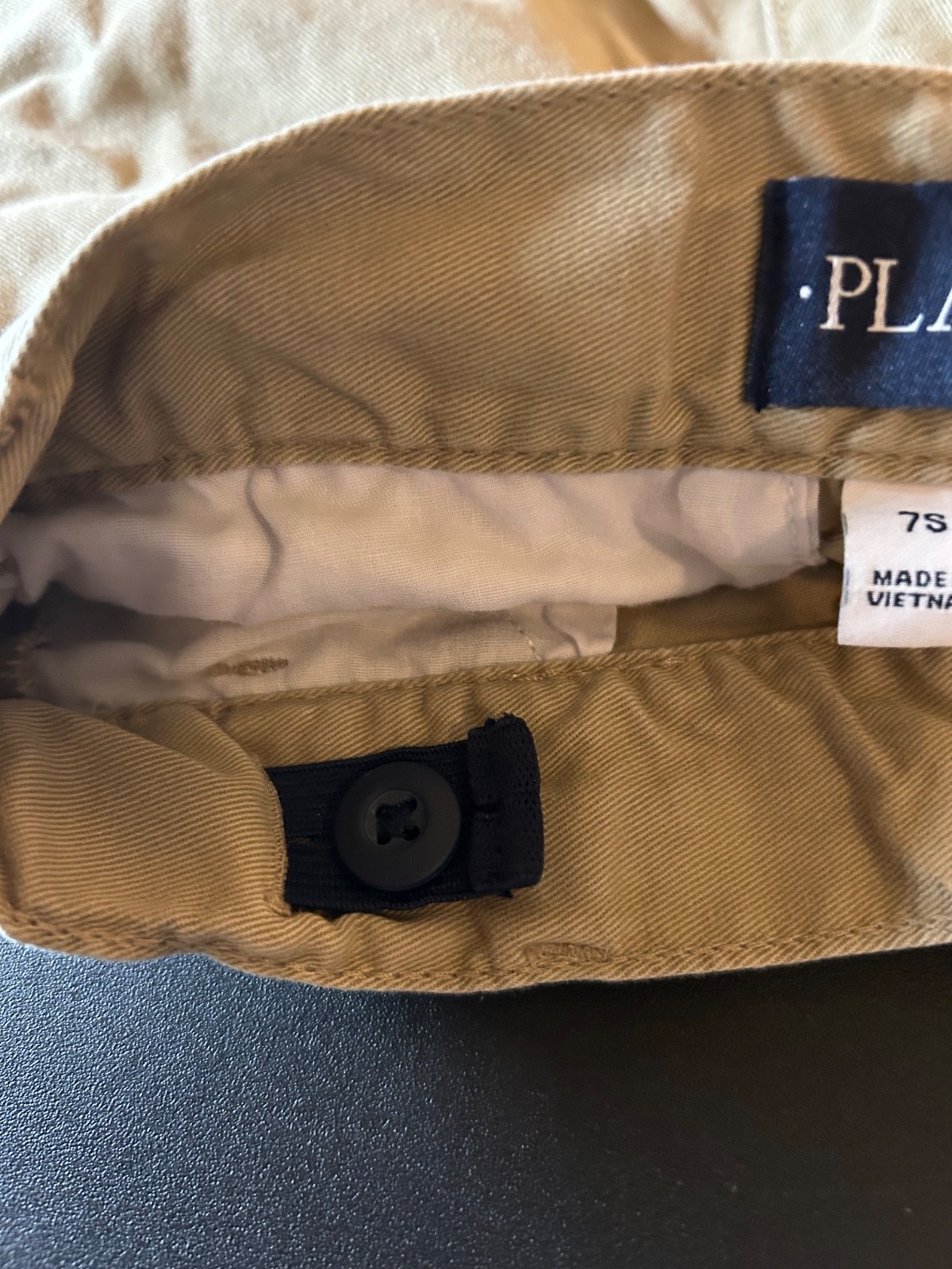 L@@K – Boys Khaki Children’s Place School Uniform Shorts Sz 7 Slim Adj waist