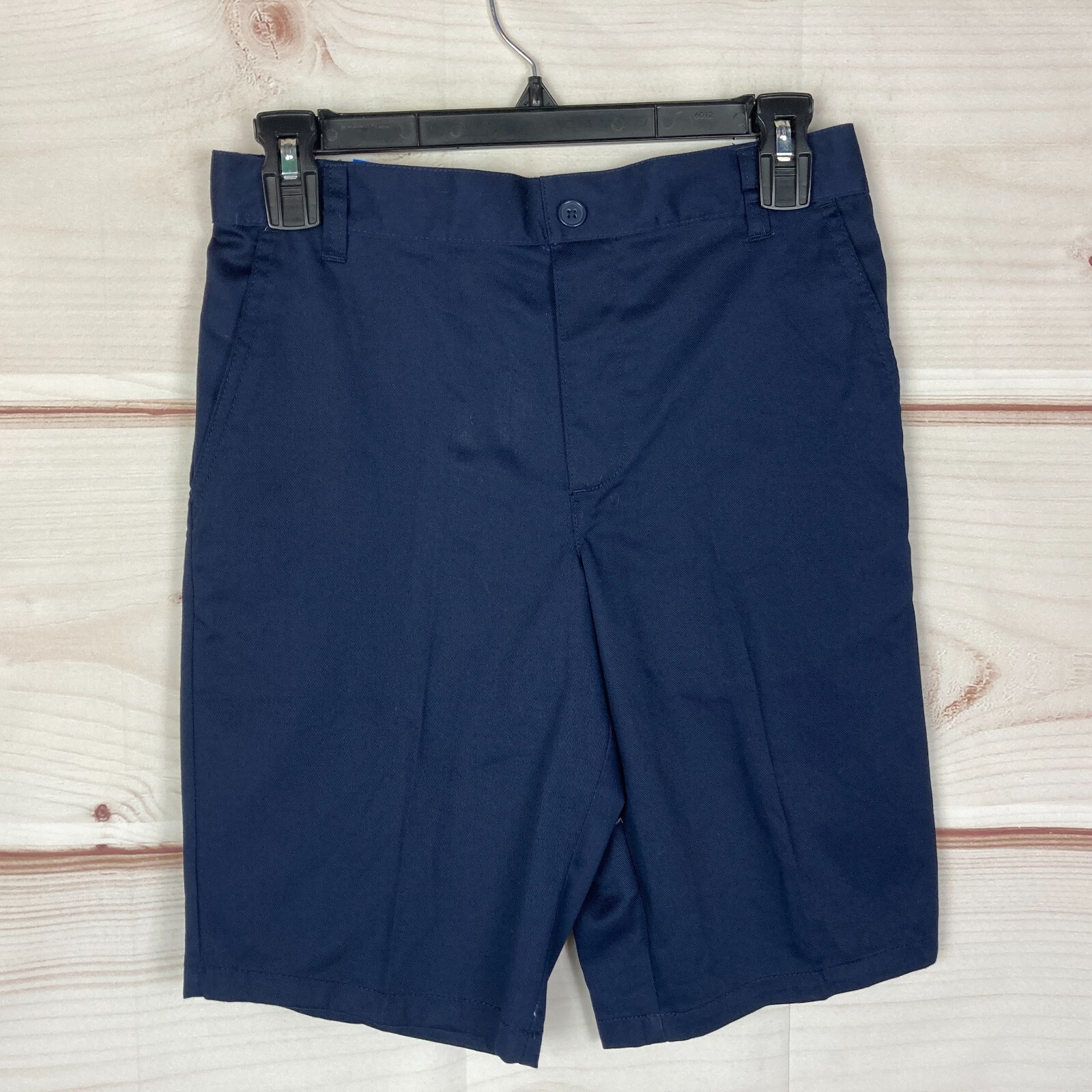 French Toast Shorts Boys 10 Husky Flat Front Bermuda Navy Blue School Uniform