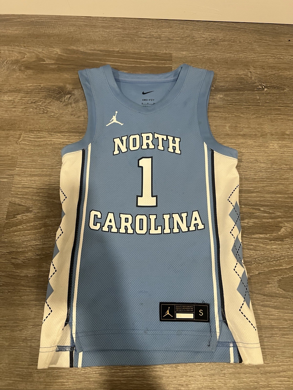 Jordan North Carolina Tar Heels Youth Basketball Jersey #1 – Size Youth Small