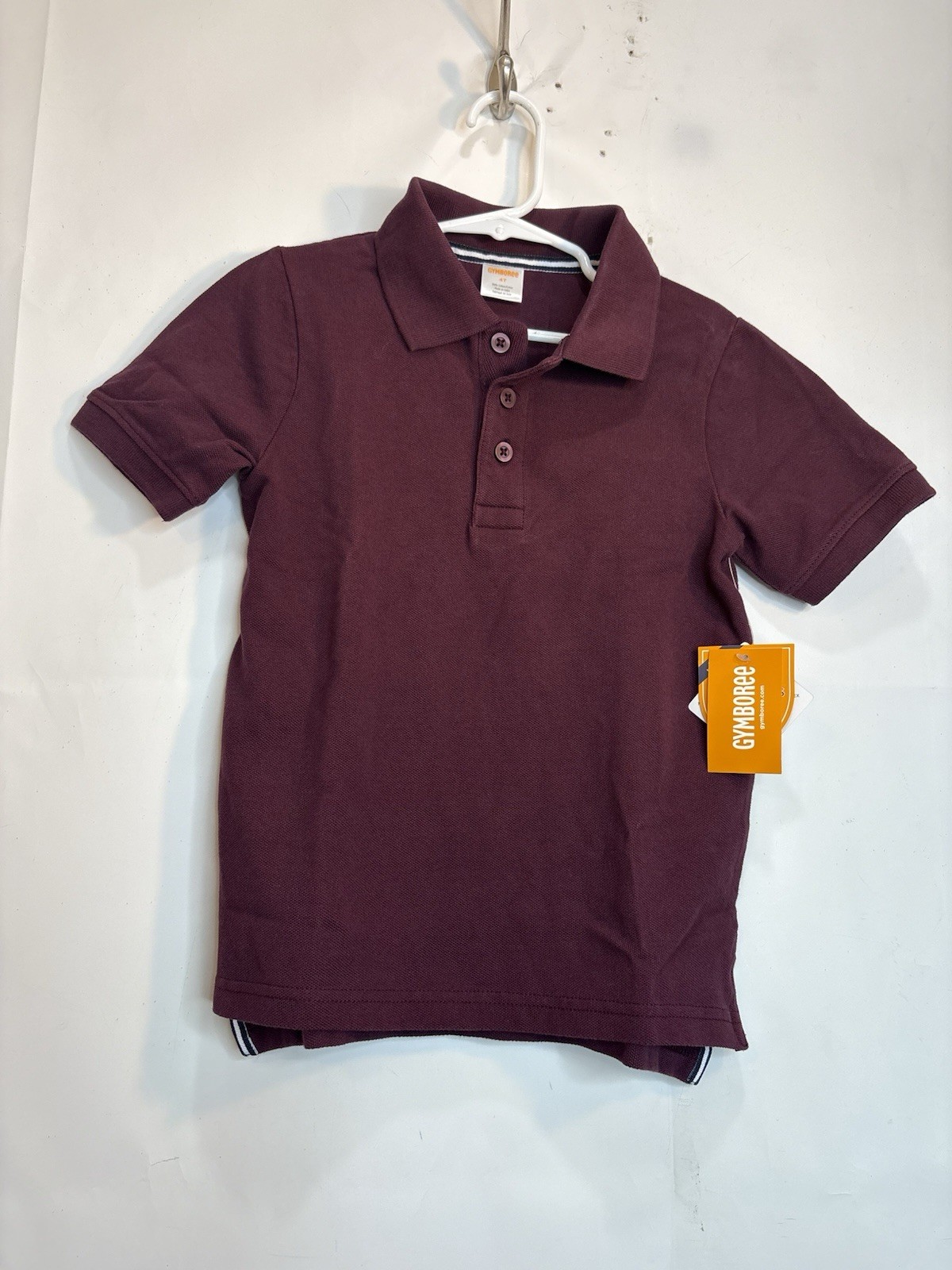 GYMBOREE Play Proof Boys Burgundy Stain-Resistant Polo Uniform Shirt