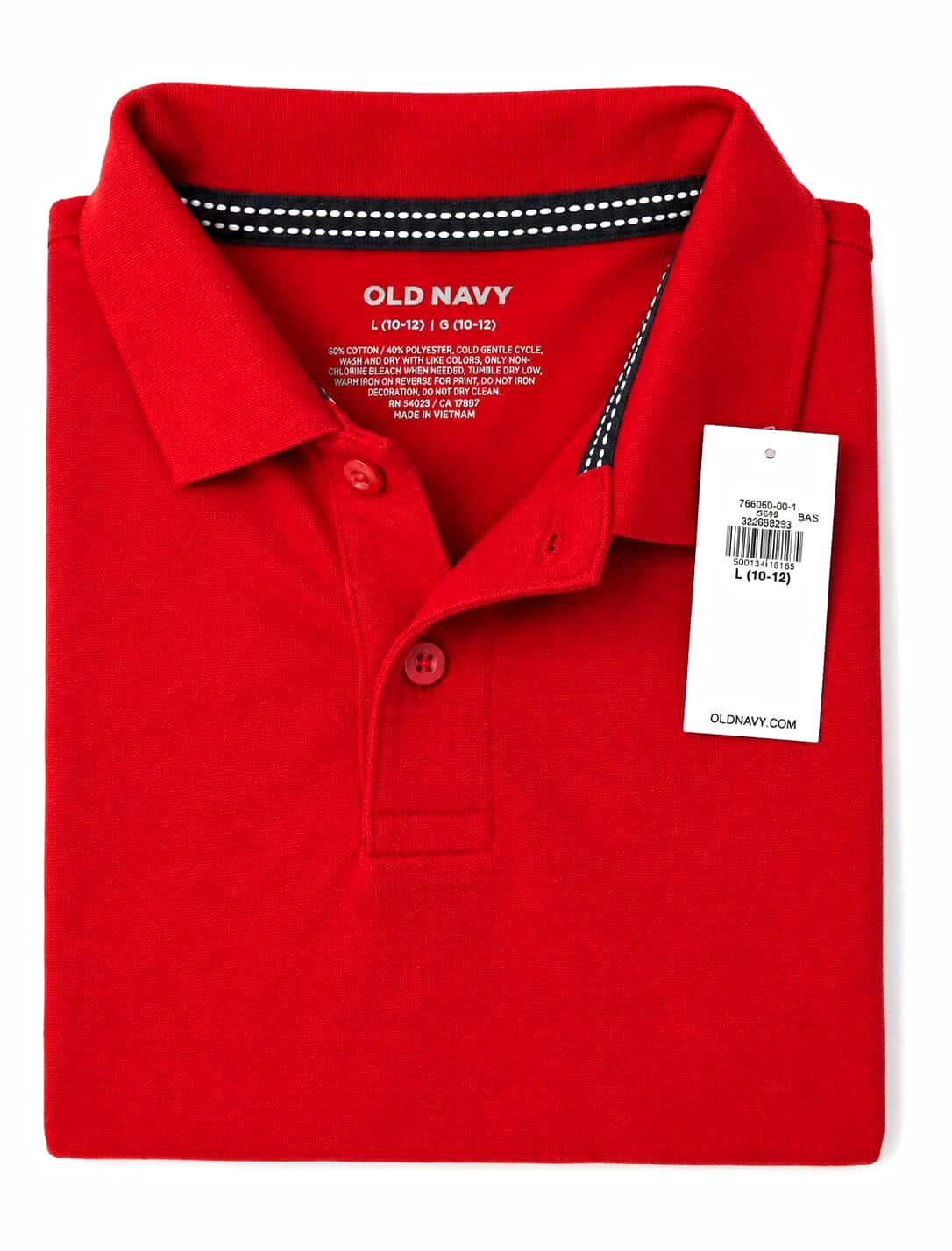 Old Navy Boys Uniform Polo Shirt Red Short Sleeve Cotton Blend L (10-12)