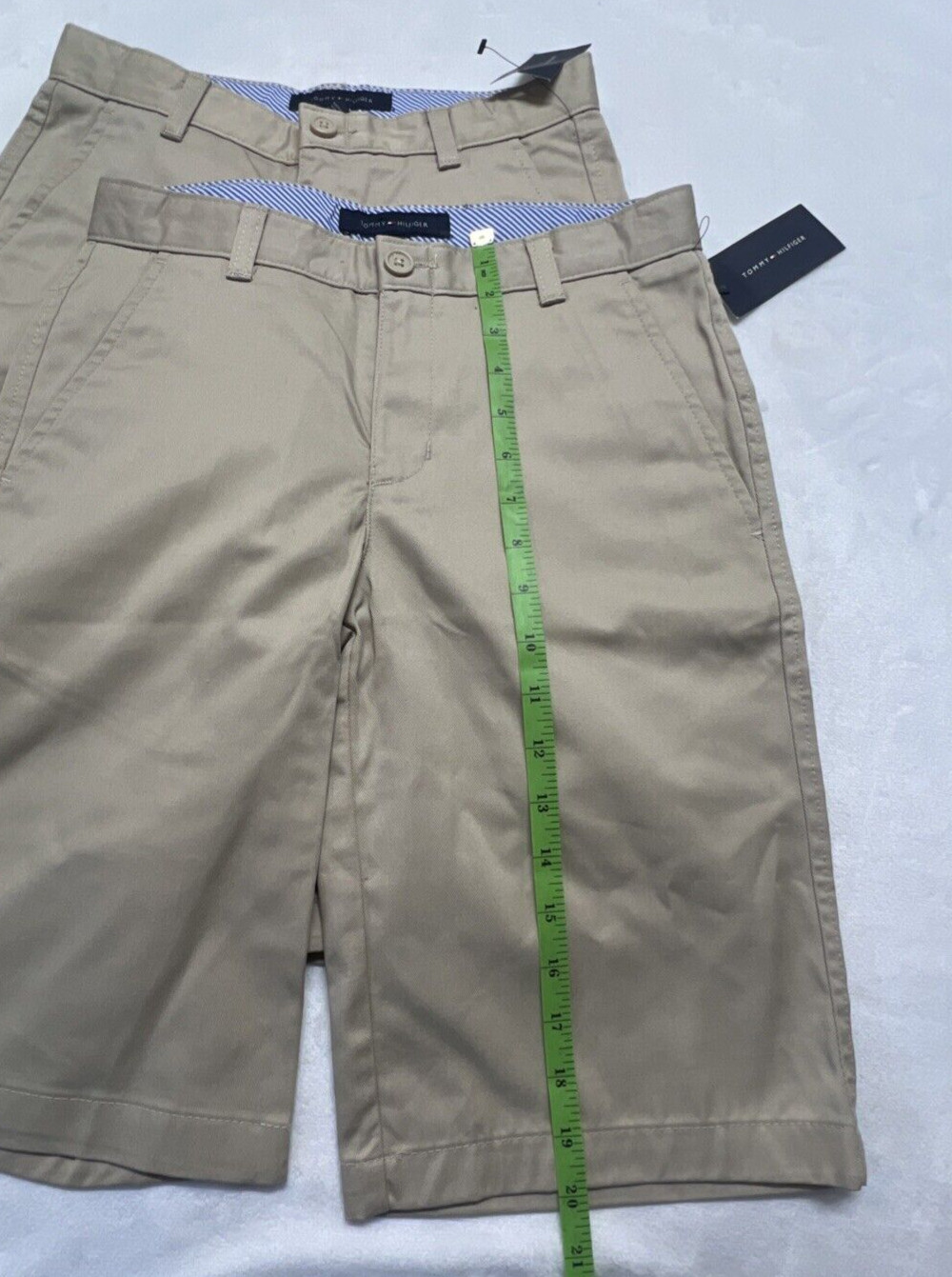 2 NWT Tommy Hilfiger School Uniform Khaki Shorts Boys 14 Beige Bermuda Chino
