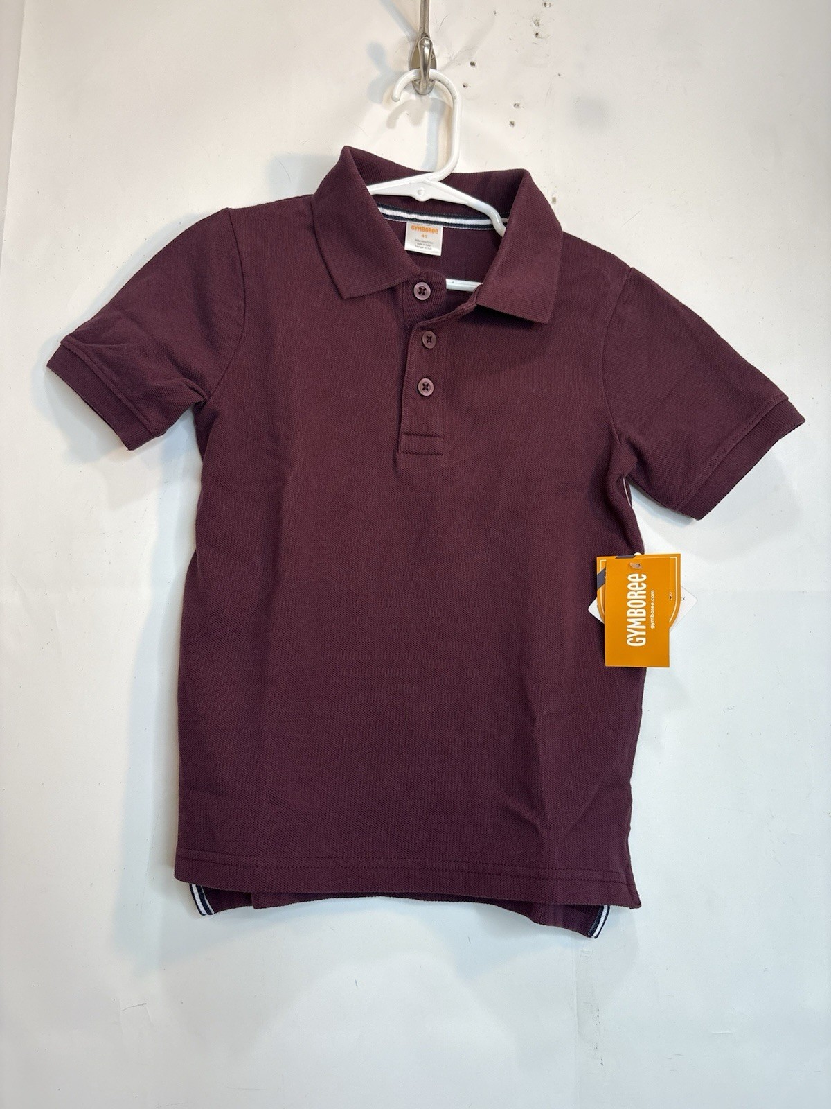 GYMBOREE Play Proof Boys Burgundy Stain-Resistant Polo Uniform Shirt