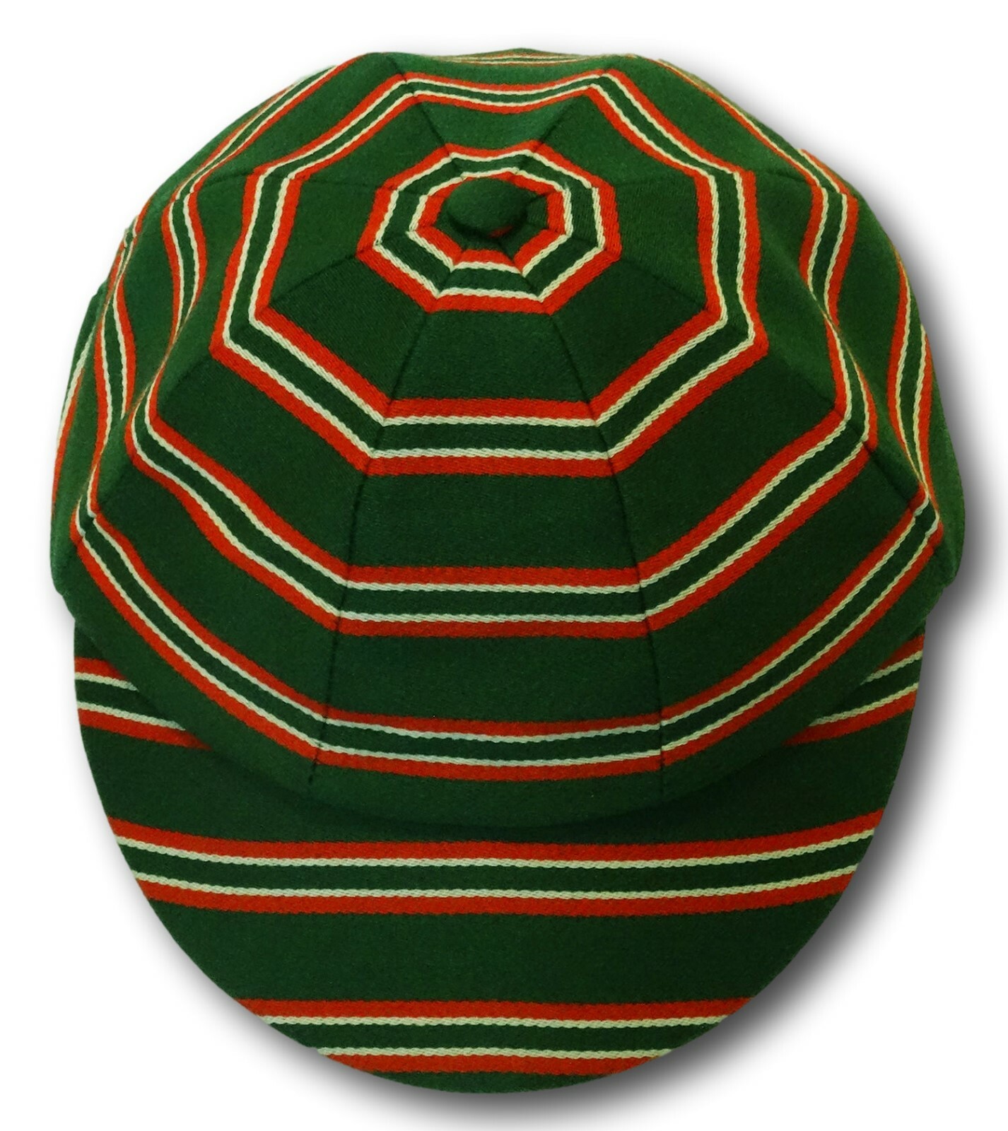 Green Red & White Venetian Stripe Wool Worsted School Uniform / Rowing Cap