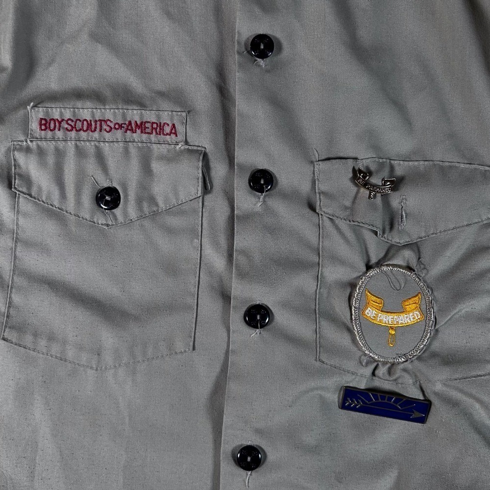 Boy Scouts of America BSA Official Mens Shirt Small Khaki Long Sleeve Uniform