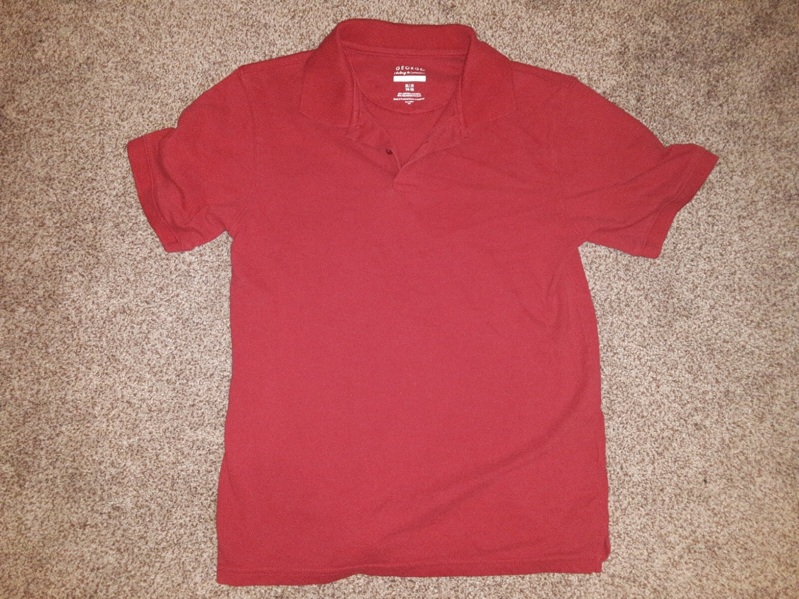 ✰ Boys XL 14-16 George Brand Red Collared Button Top Uniform Dress Shirt T-shirt