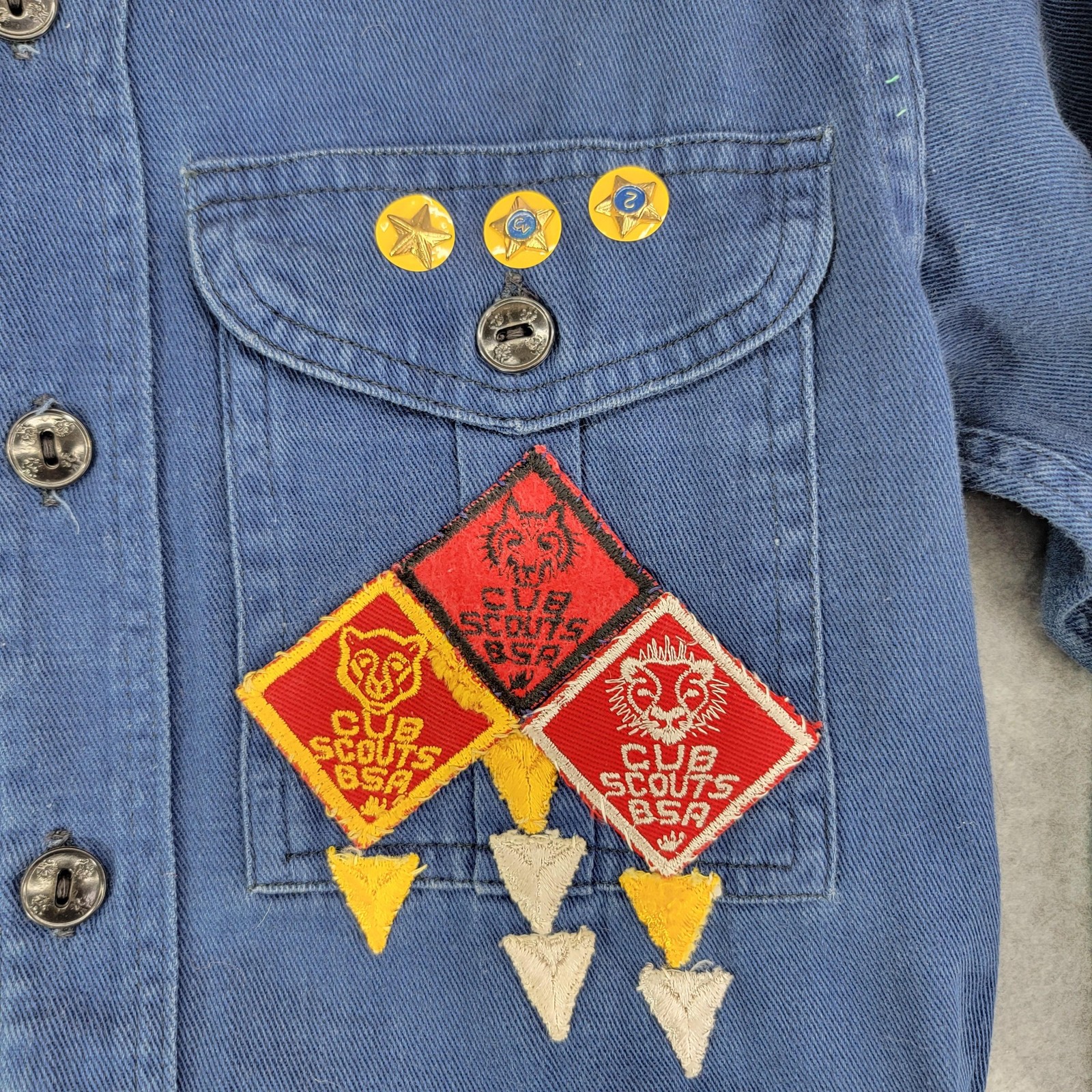 Vintage Boy Scouts BSA Cub Scouts Uniform Boys 8-10 Blue Shirt Pants Patches