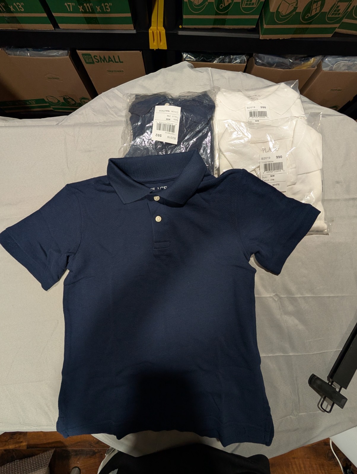 The Children’s Place Kids School Uniform Polo Shirt Lot 4 Medium 7/8 Navy White