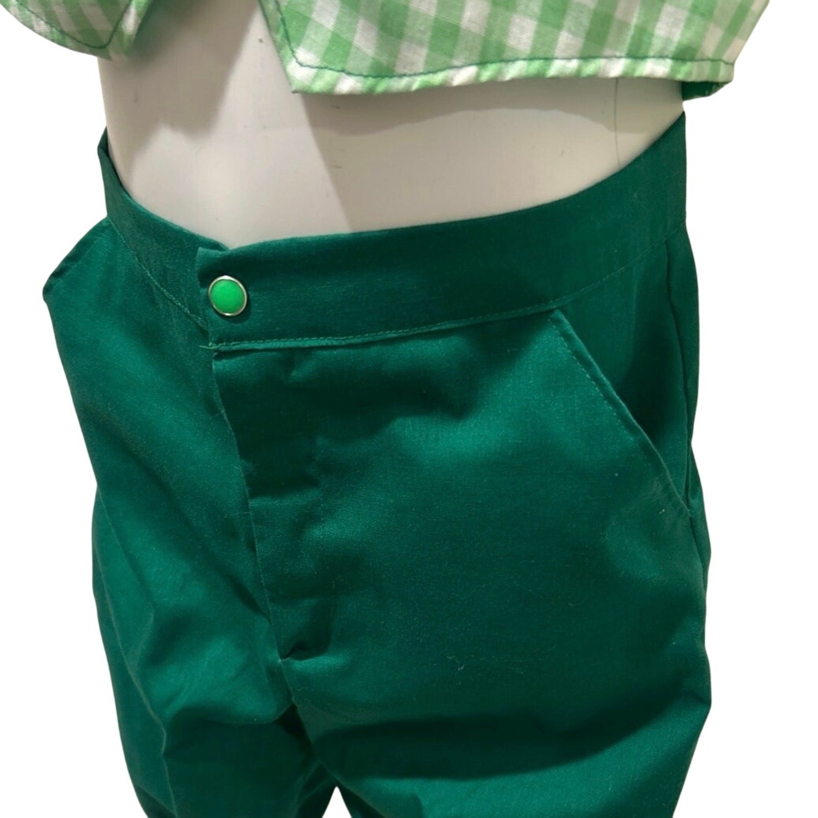 Vtg Holiday St Patrick’s green/wht checkered vest green knickers 5/6T Homemade