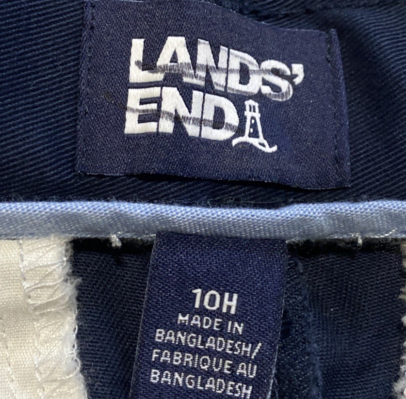 Lands End School Uniform Shorts Boys 10H Husky Navy Blue Flat Adjustable NEW