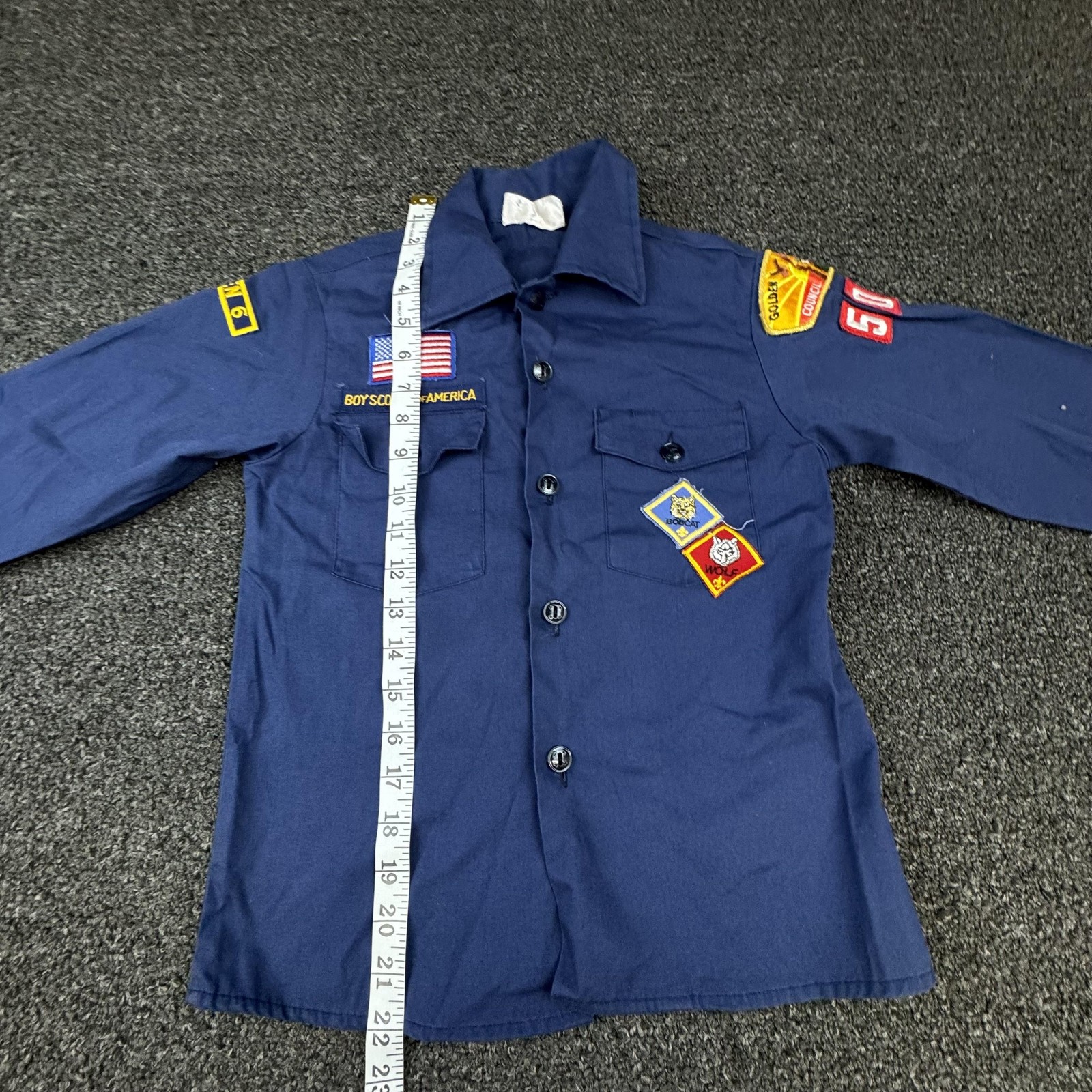 Boy Scouts Of America Uniform Boys 10 Blue Long Sleeve Button Pockets Patch