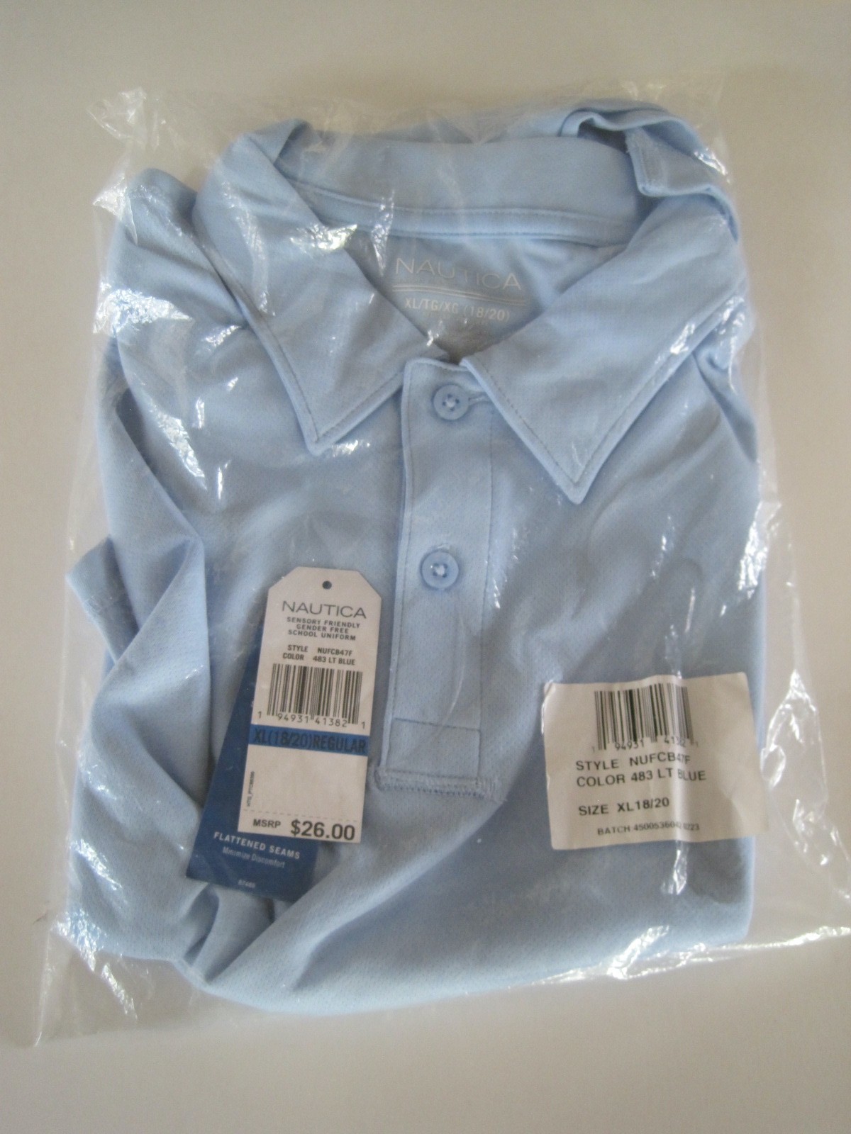 Nautica XL Boys 18/20 Light Blue School Uniform